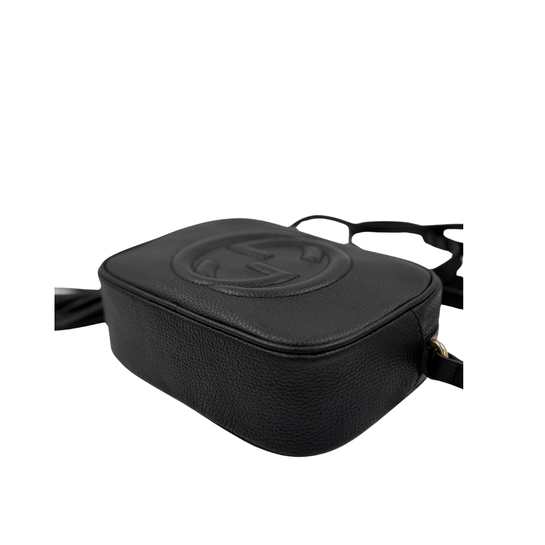 GUCCI Black Pebbled Calfskin Small Soho Disco