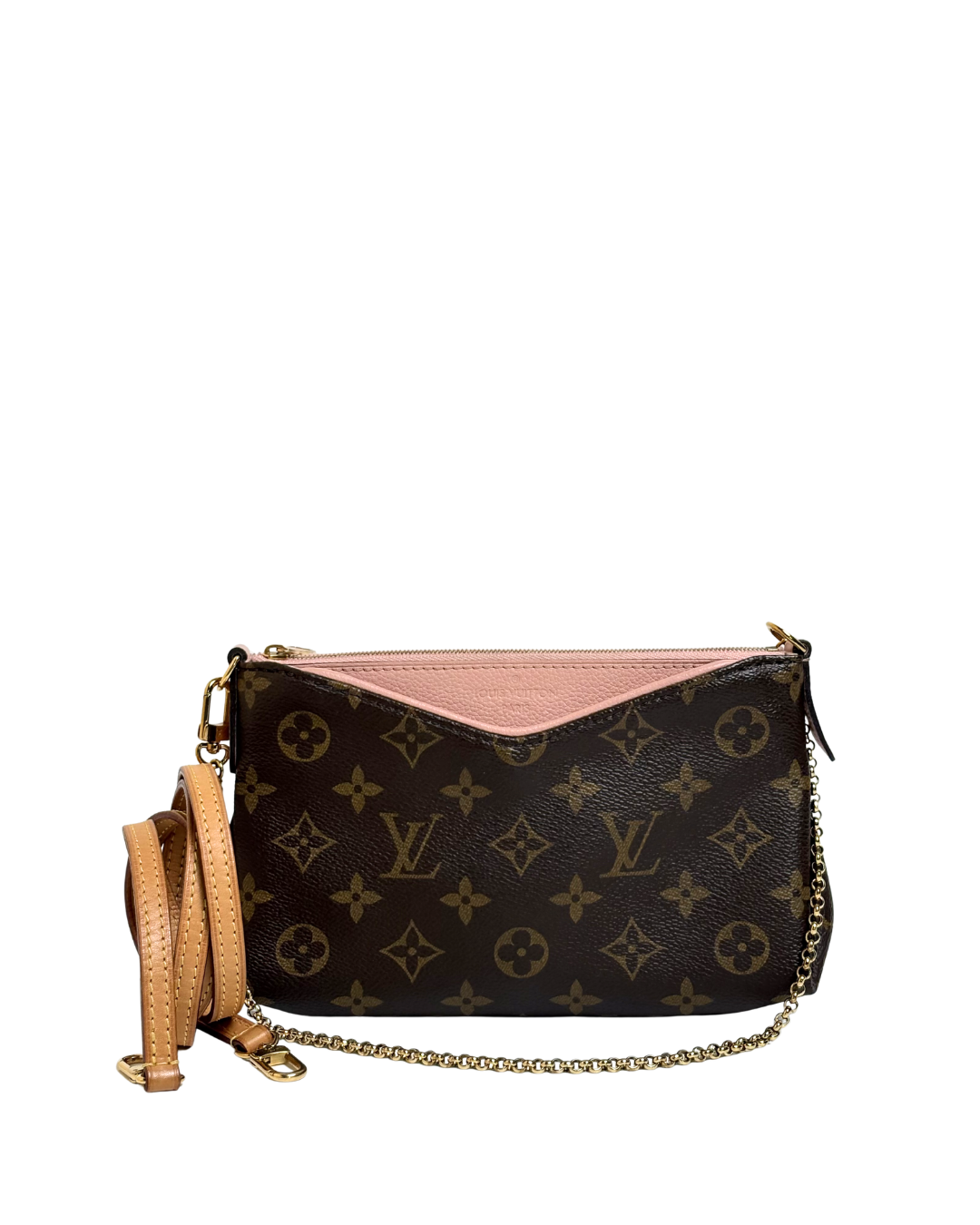 LOUIS VUITTON Monogram Pallas Clutch Rose Poudre Pink