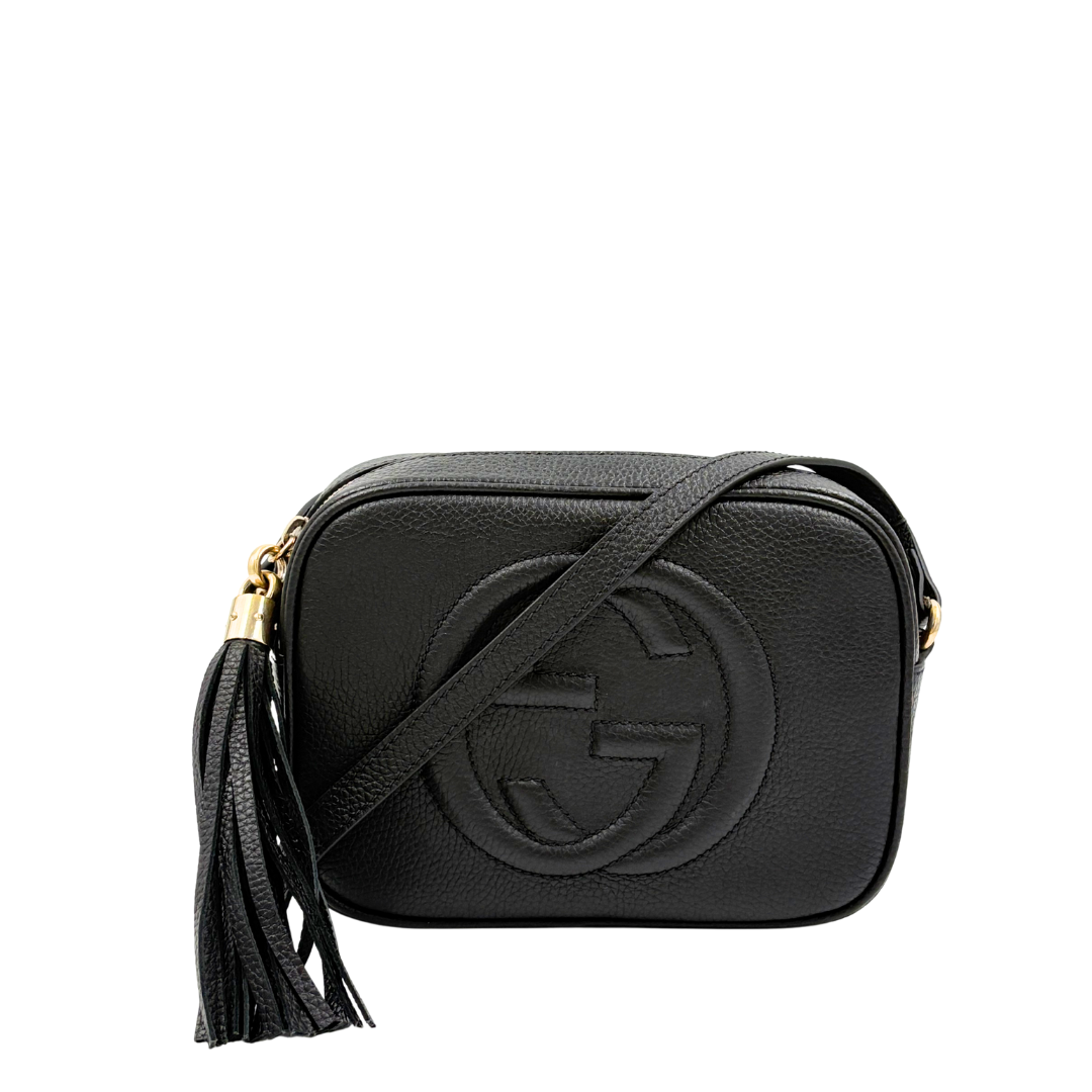 GUCCI Black Pebbled Calfskin Small Soho Disco