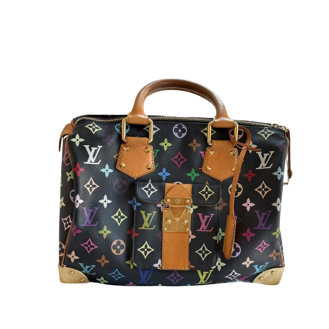 LOUIS VUITTON Takashi Murakami Monogram Multicolor Speedy 30 in black color