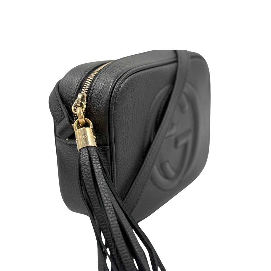 GUCCI Black Pebbled Calfskin Small Soho Disco