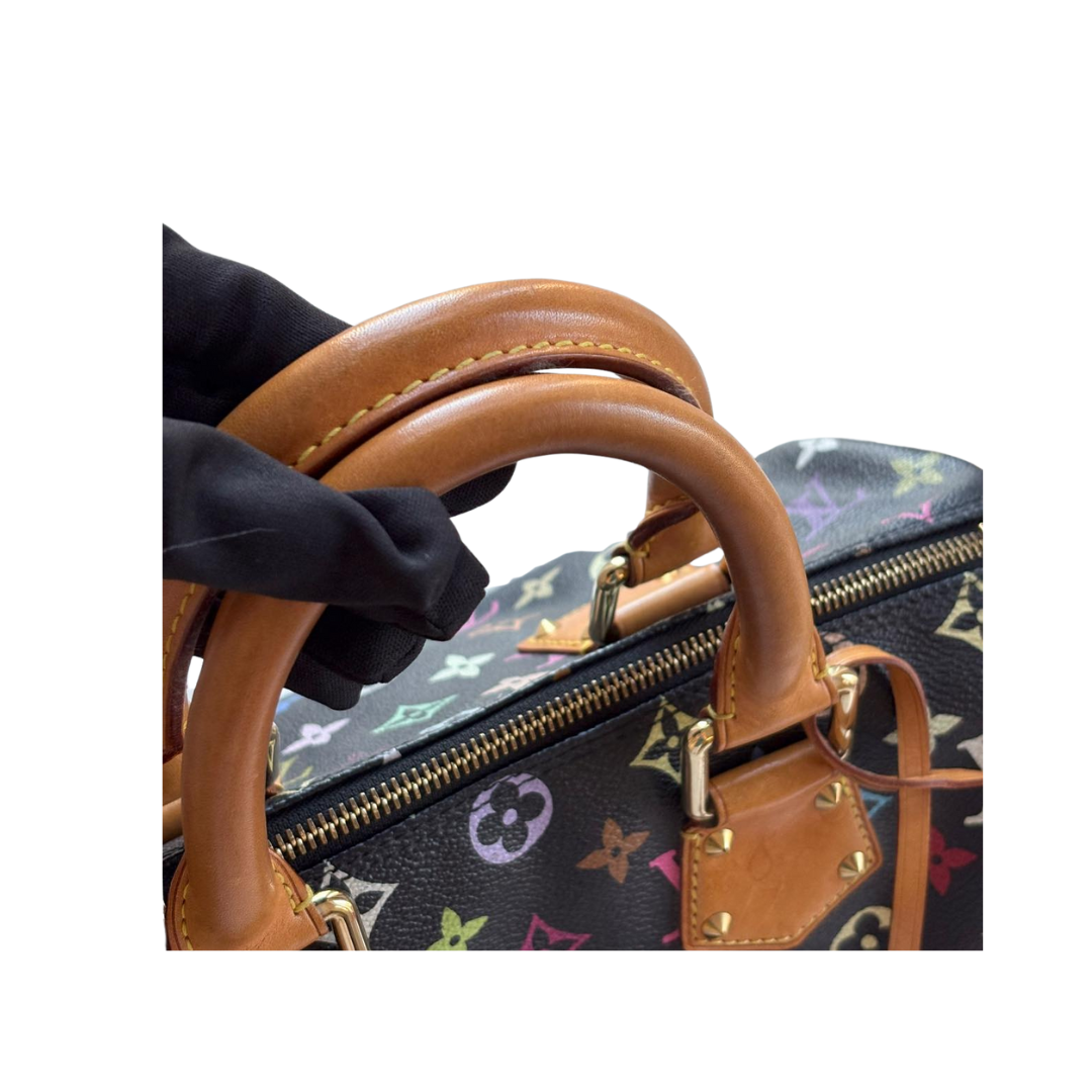 LOUIS VUITTON Takashi Murakami Monogram Multicolor Speedy 30 in black color