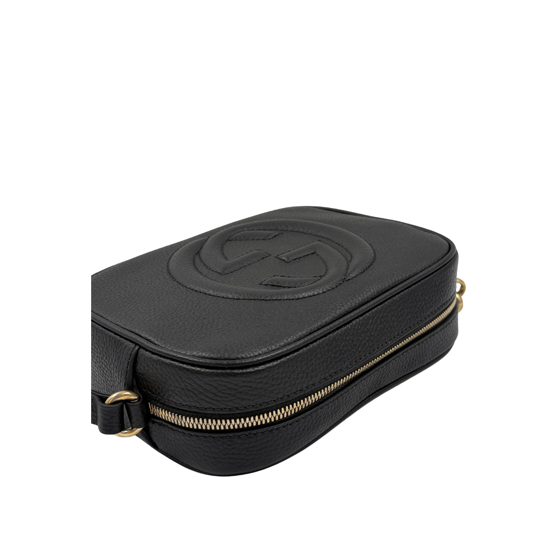 GUCCI Black Pebbled Calfskin Small Soho Disco