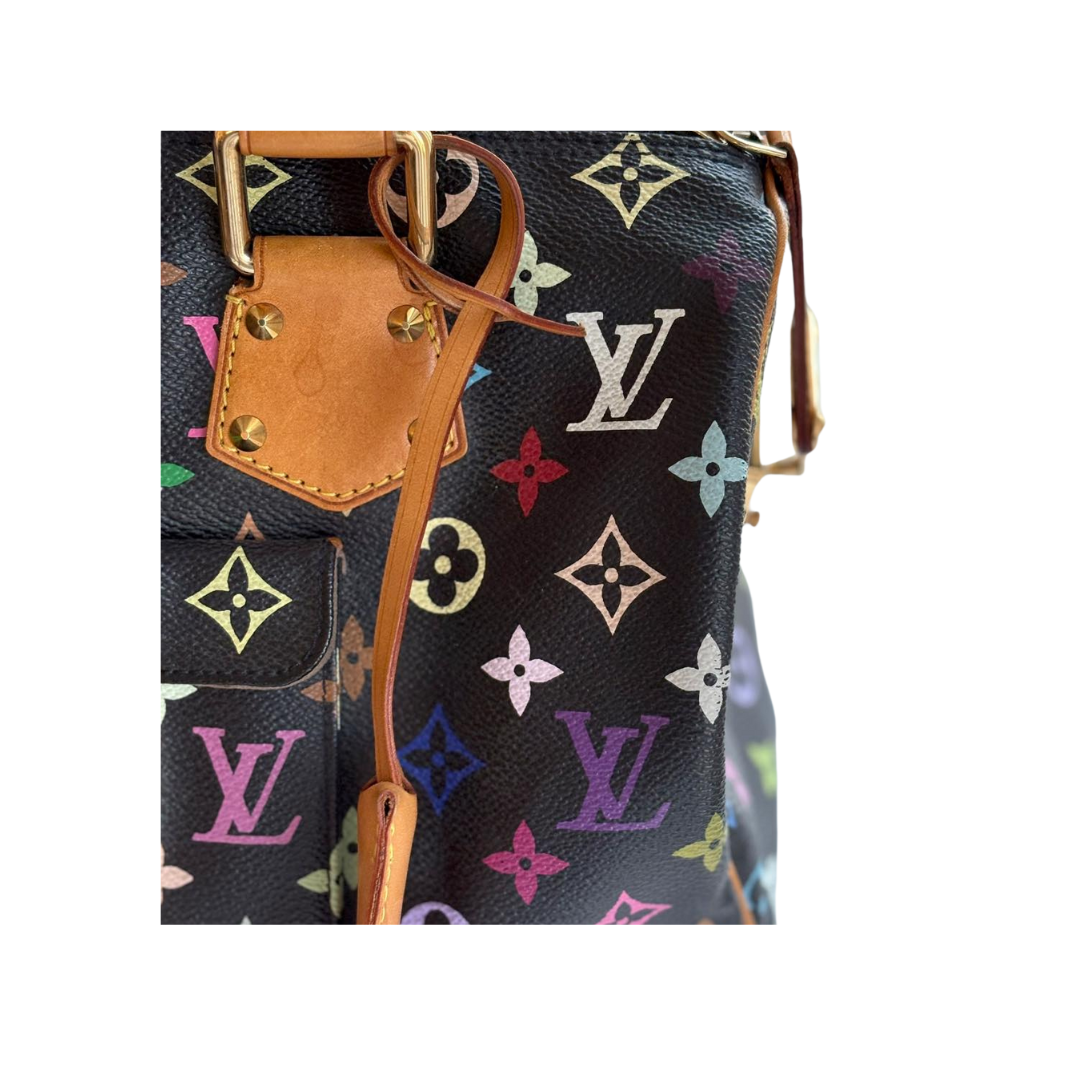LOUIS VUITTON Takashi Murakami Monogram Multicolor Speedy 30 in black color