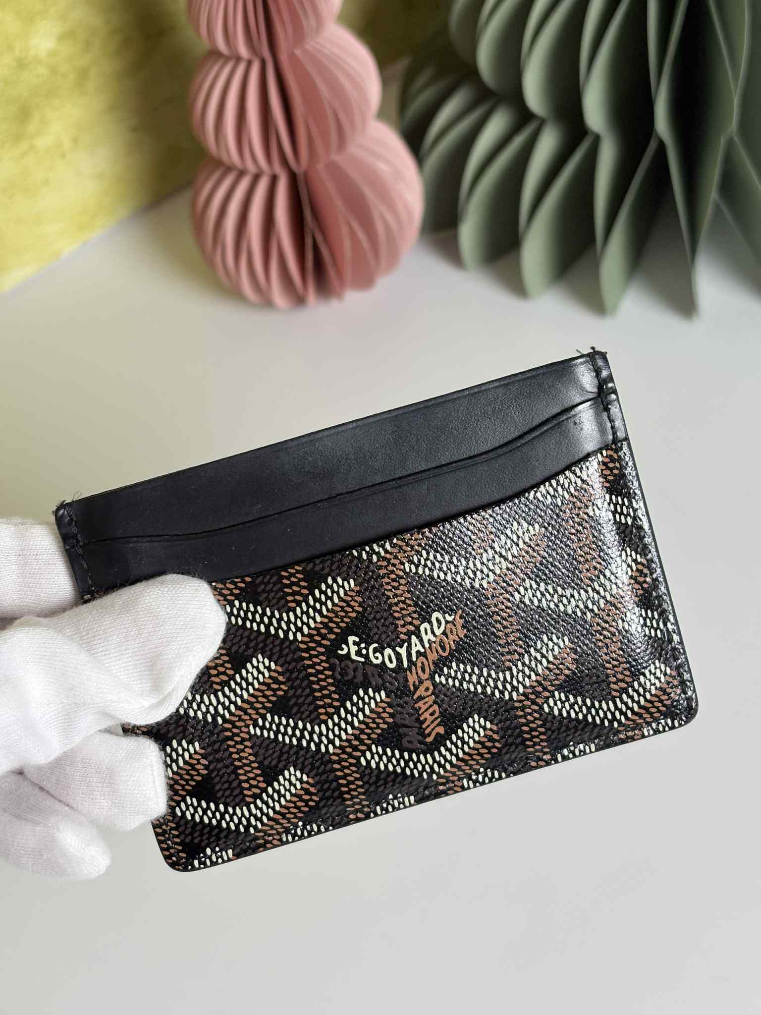 GOYARD Black Leather 'Saint-Sulpice' Card Holder