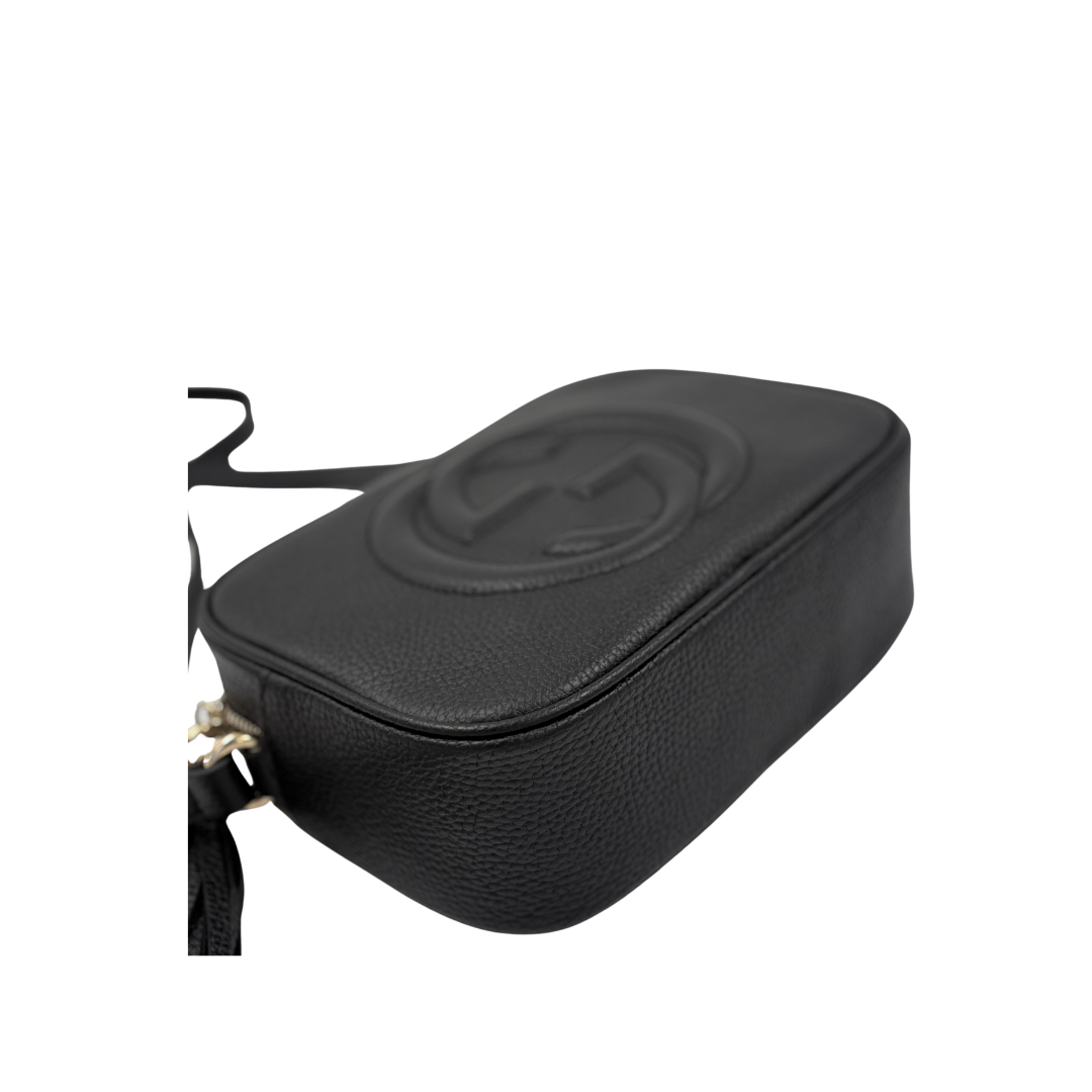 GUCCI Black Pebbled Calfskin Small Soho Disco