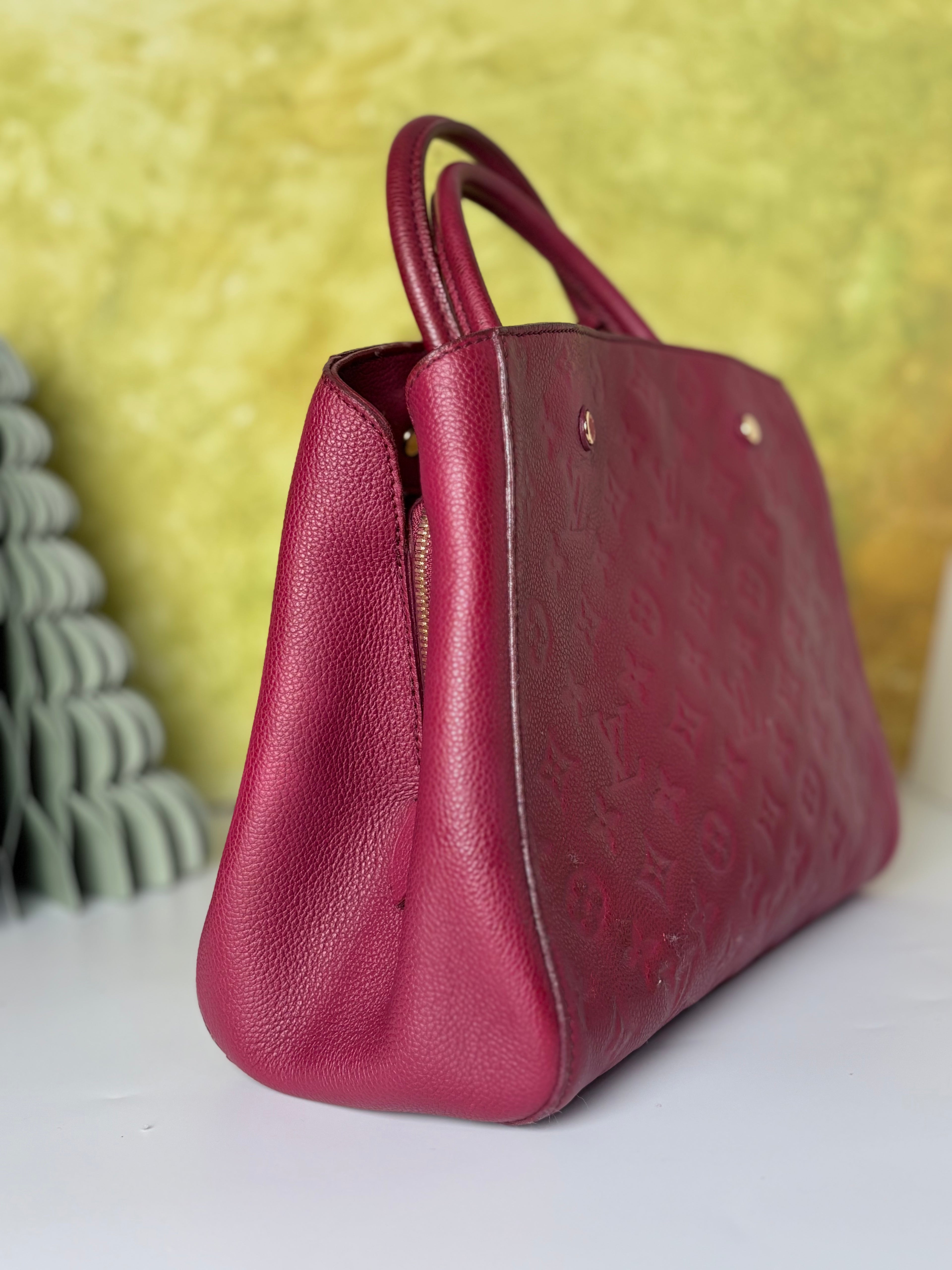 LOUIS VUITTON Montaigne MM burgundy Empreinte leather