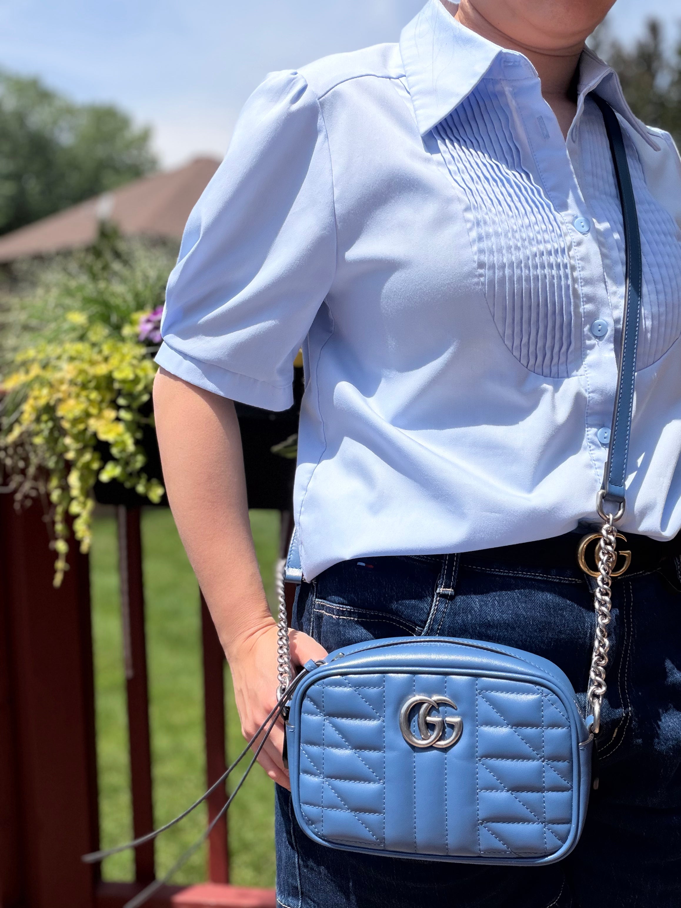 GUCCI Marmont Mini Camera Bag – Blue Leather