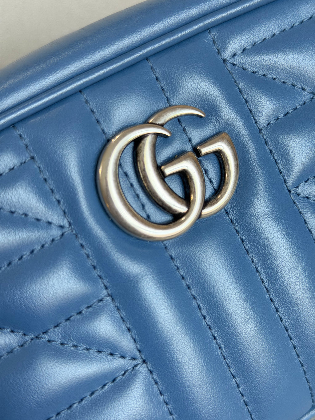 GUCCI Marmont Mini Camera Bag – Blue Leather