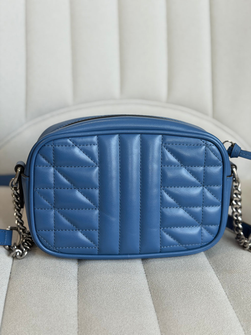 GUCCI Marmont Mini Camera Bag – Blue Leather