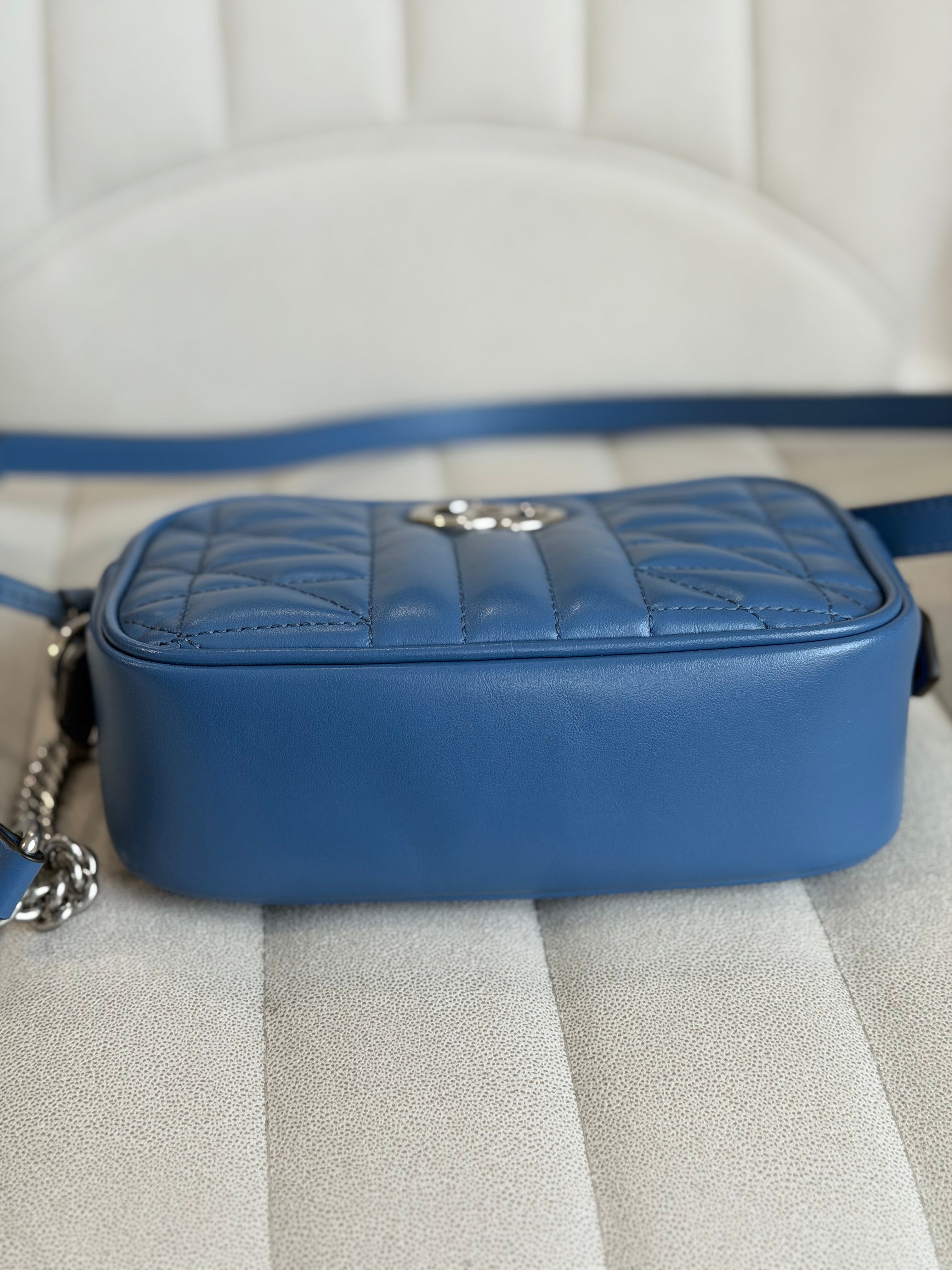GUCCI Marmont Mini Camera Bag – Blue Leather