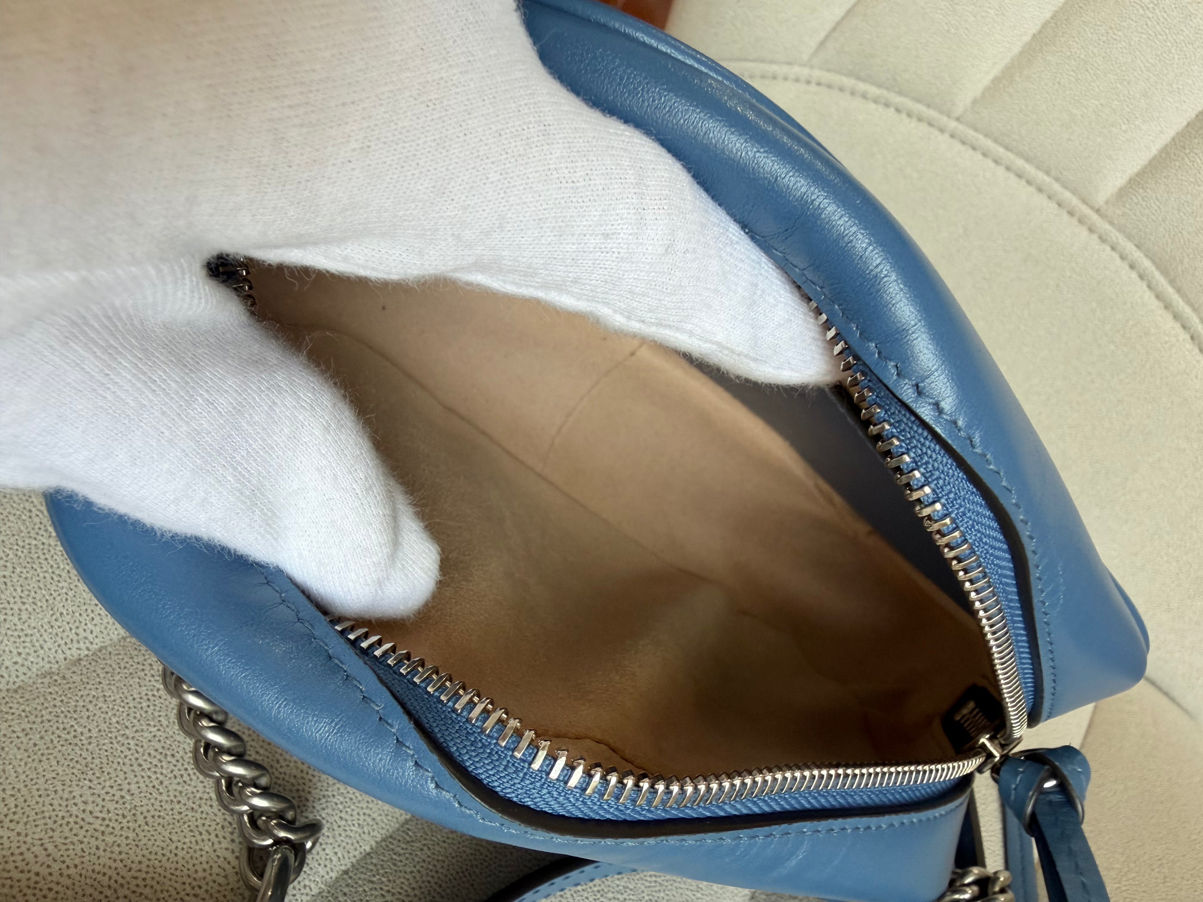 GUCCI Marmont Mini Camera Bag – Blue Leather