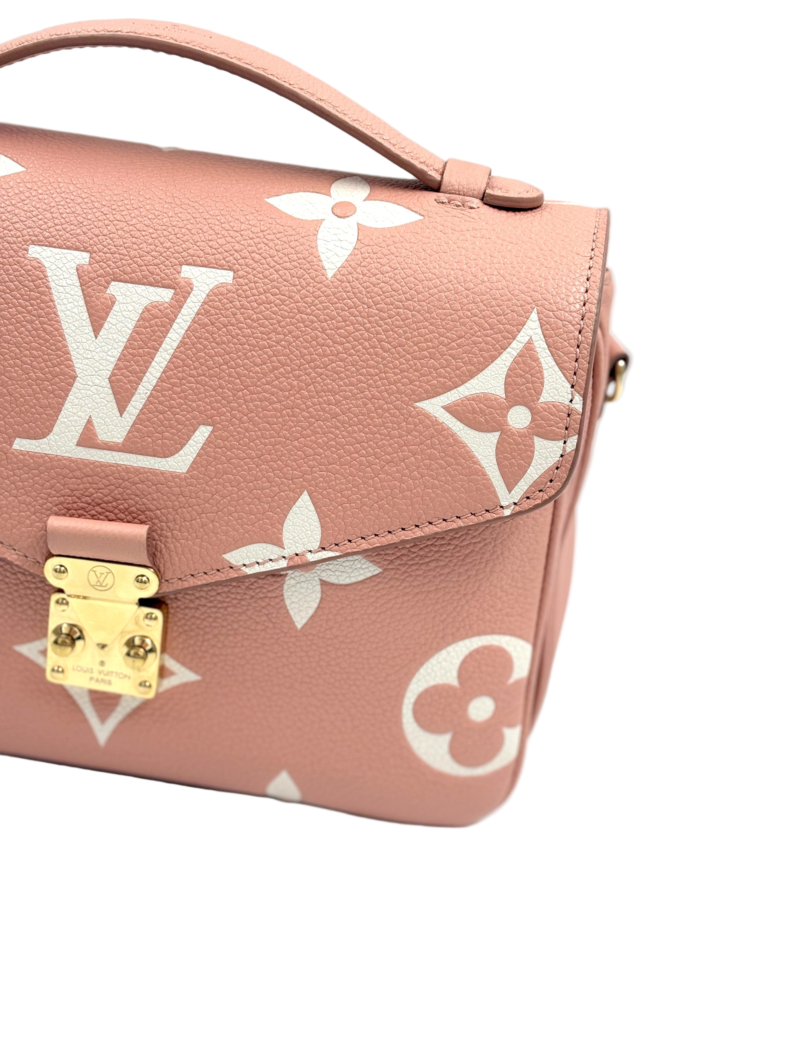LOUIS VUITTON Pochette Metis bicolor monogram empreinte leather (microchipped)