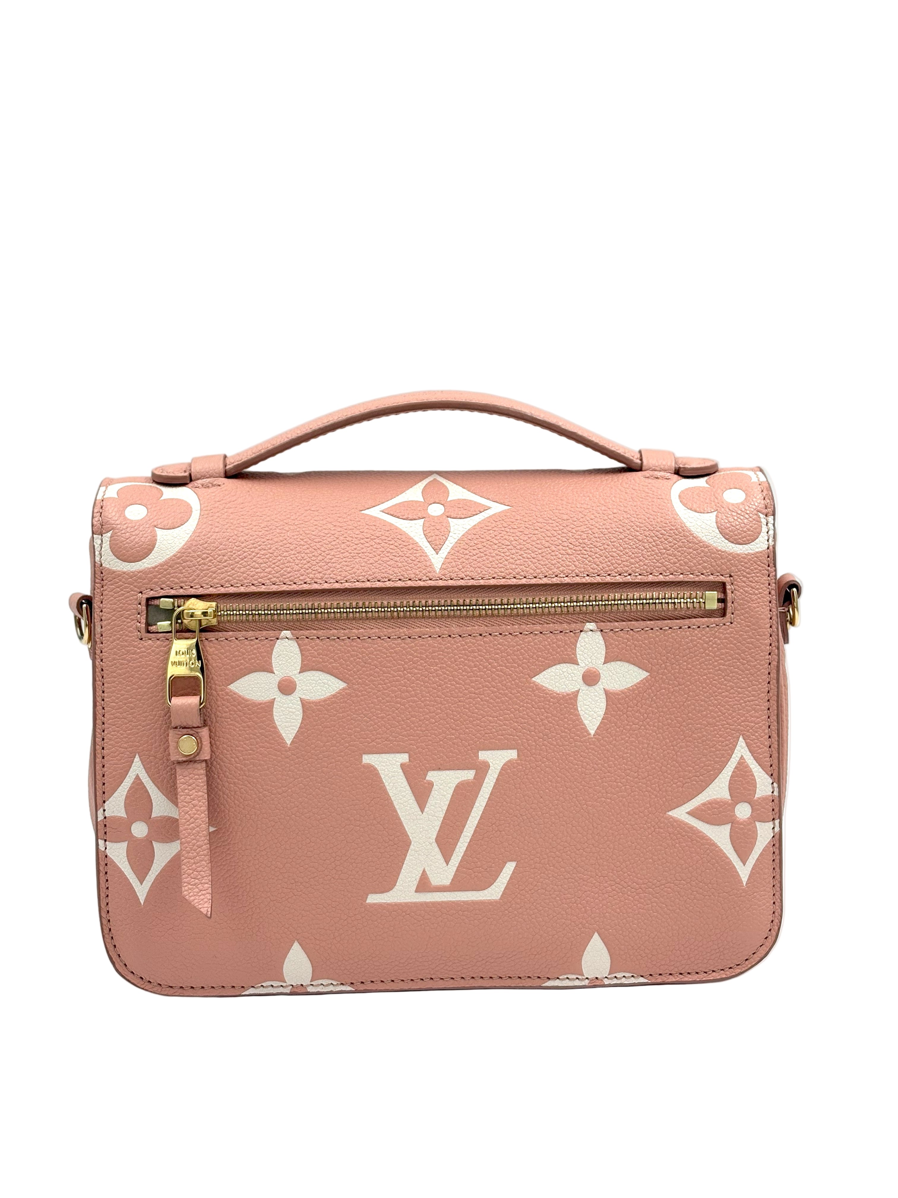 LOUIS VUITTON Pochette Metis bicolor monogram empreinte leather (microchipped)