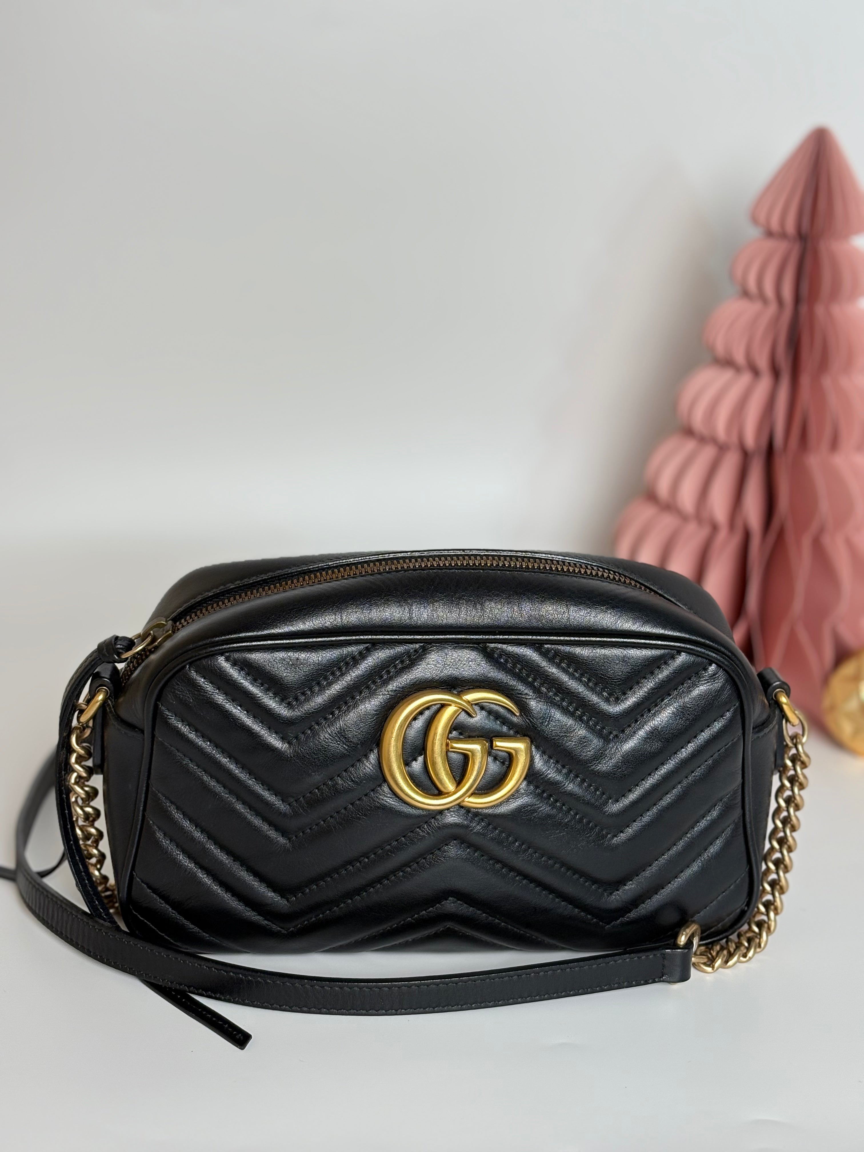 GUCCI marmont camera bag black leather