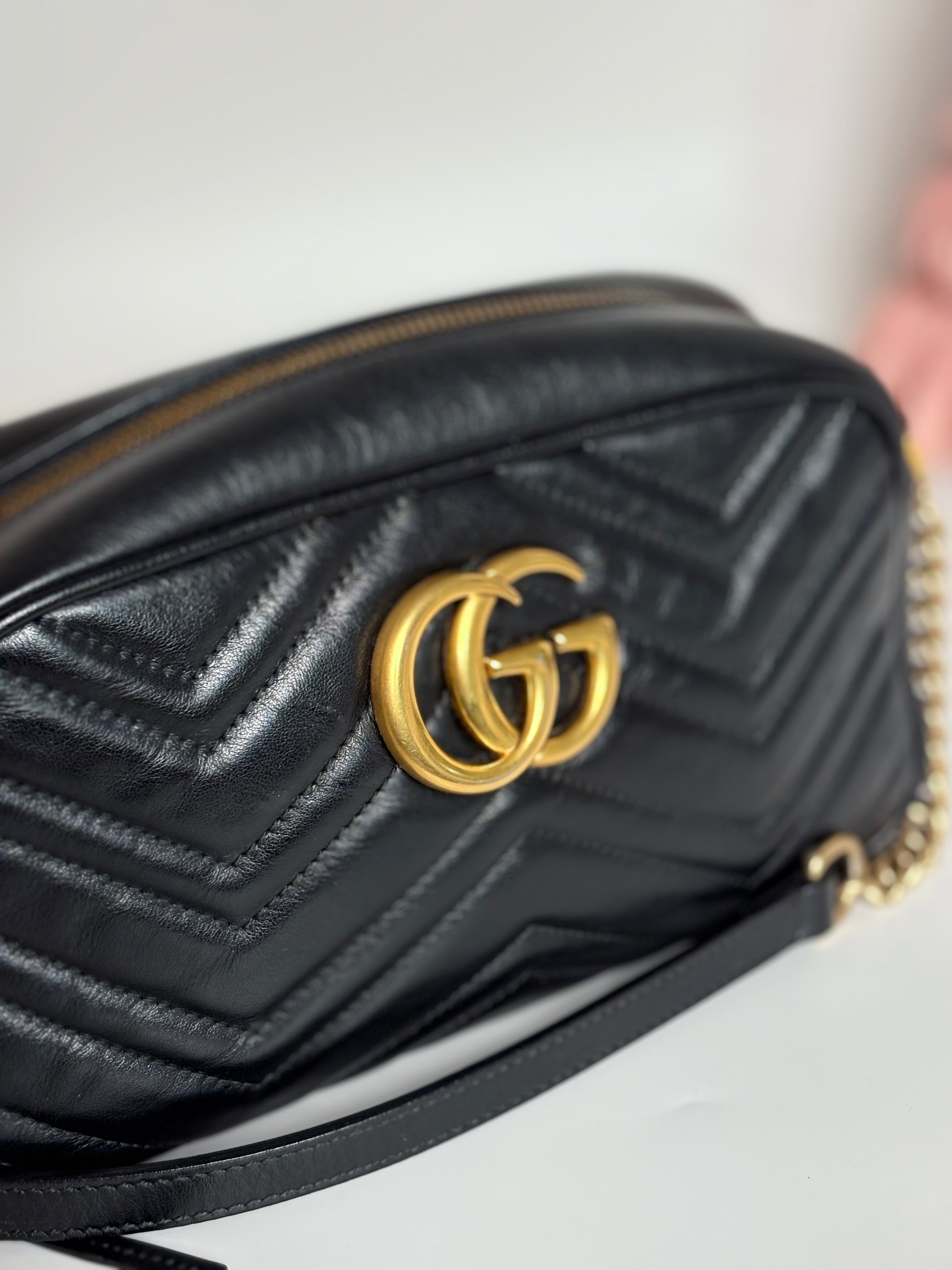 GUCCI marmont camera bag black leather