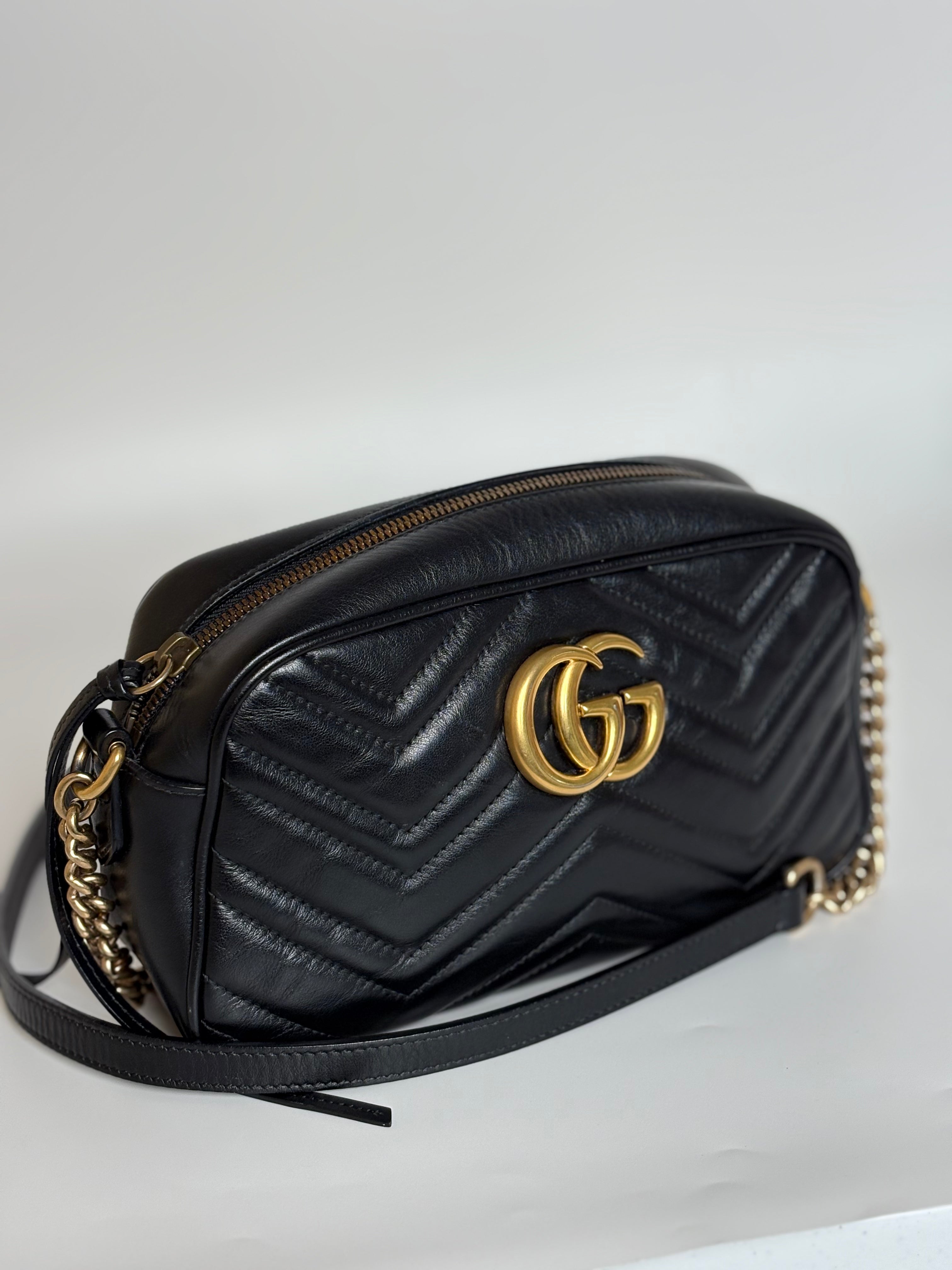 GUCCI marmont camera bag black leather