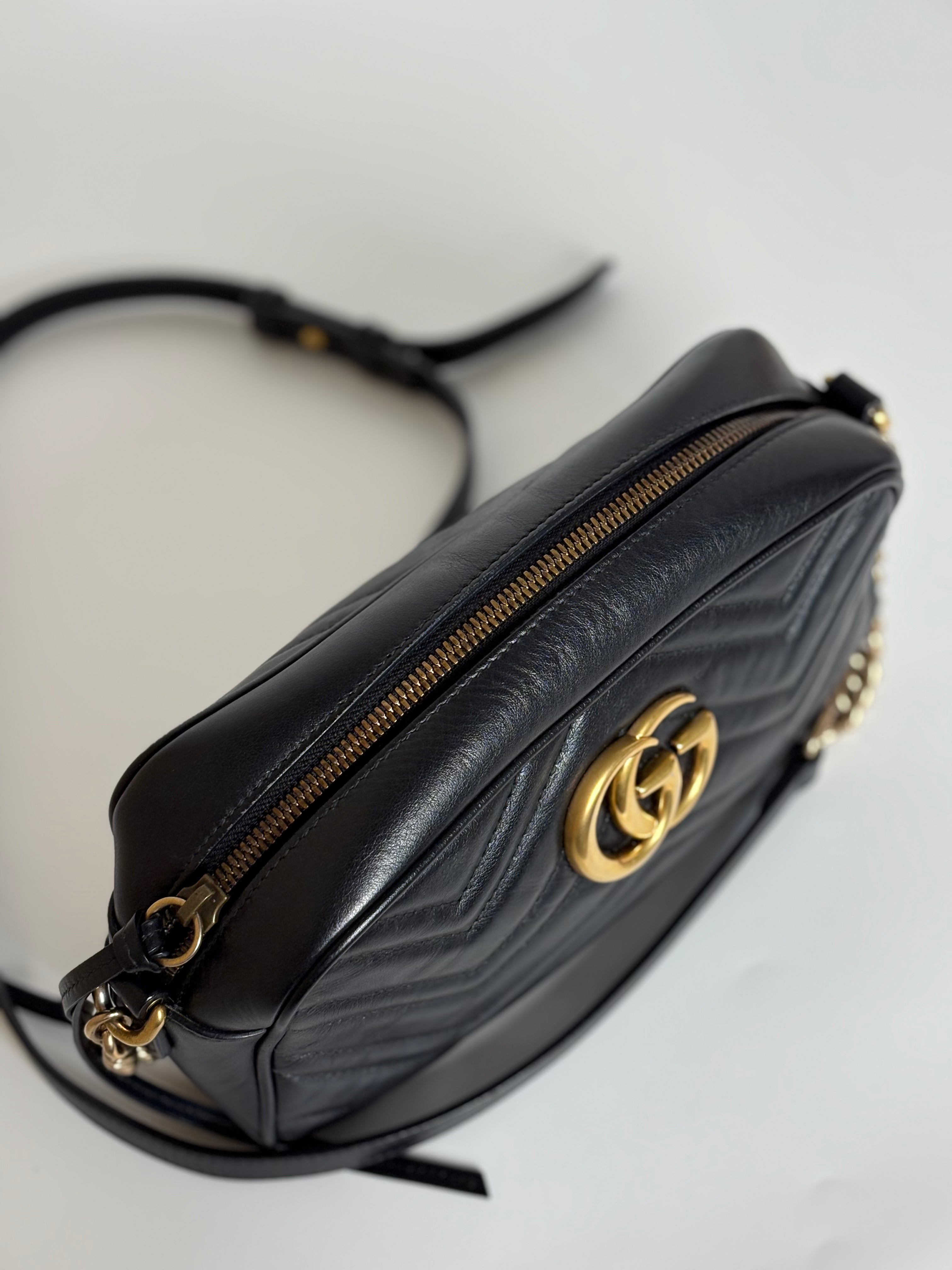 GUCCI marmont camera bag black leather