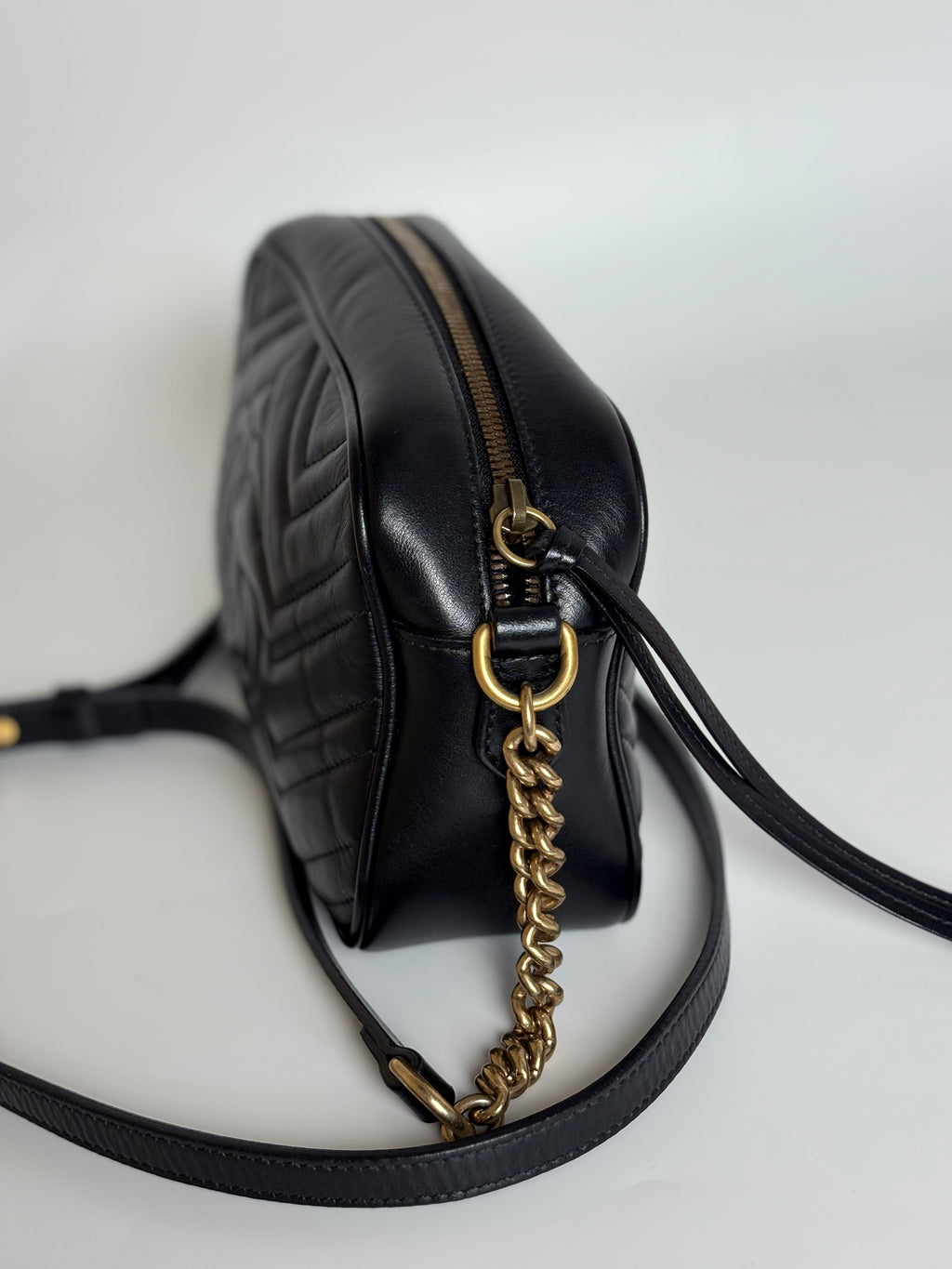 GUCCI marmont camera bag black leather