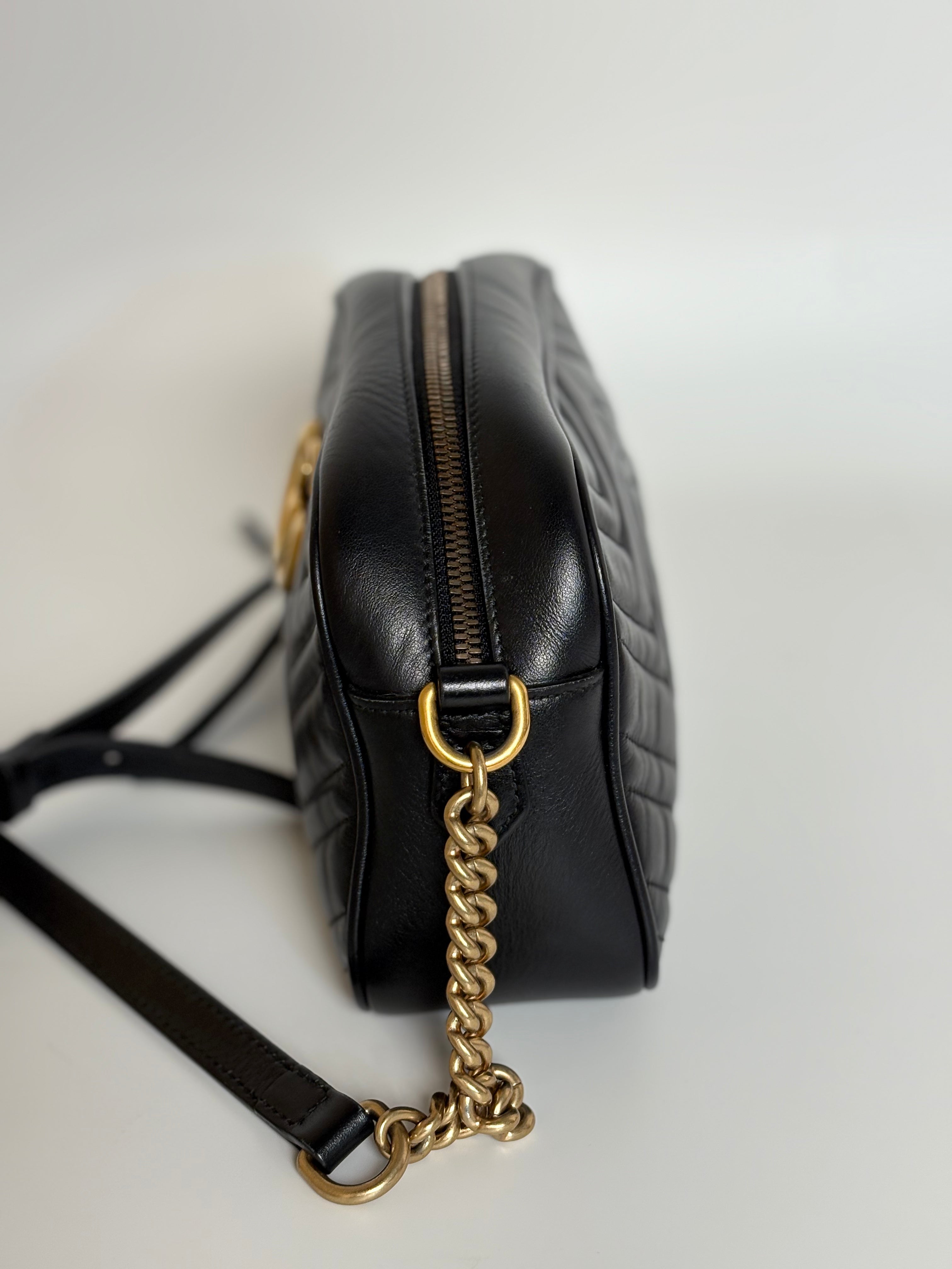 GUCCI marmont camera bag black leather