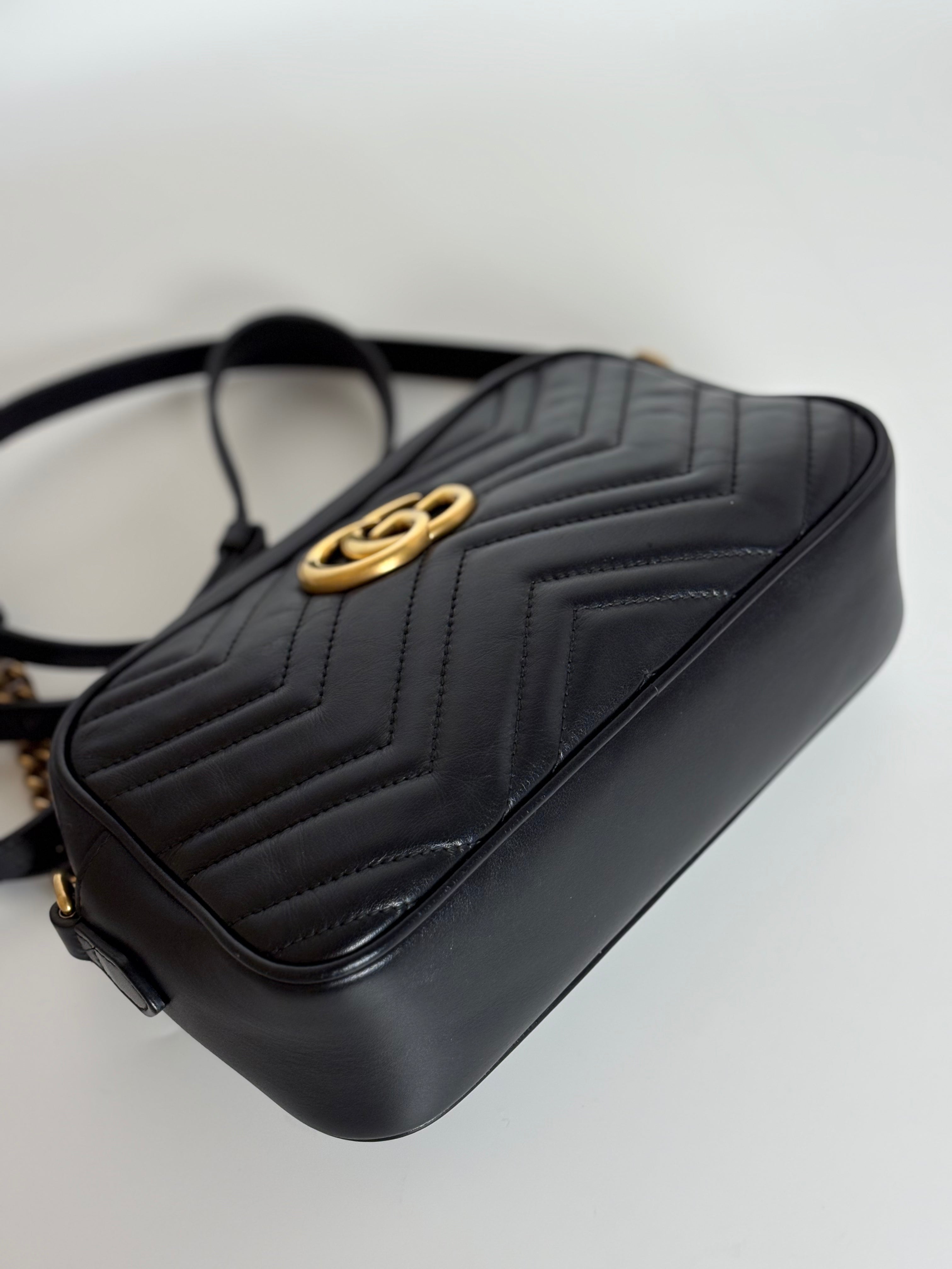GUCCI marmont camera bag black leather