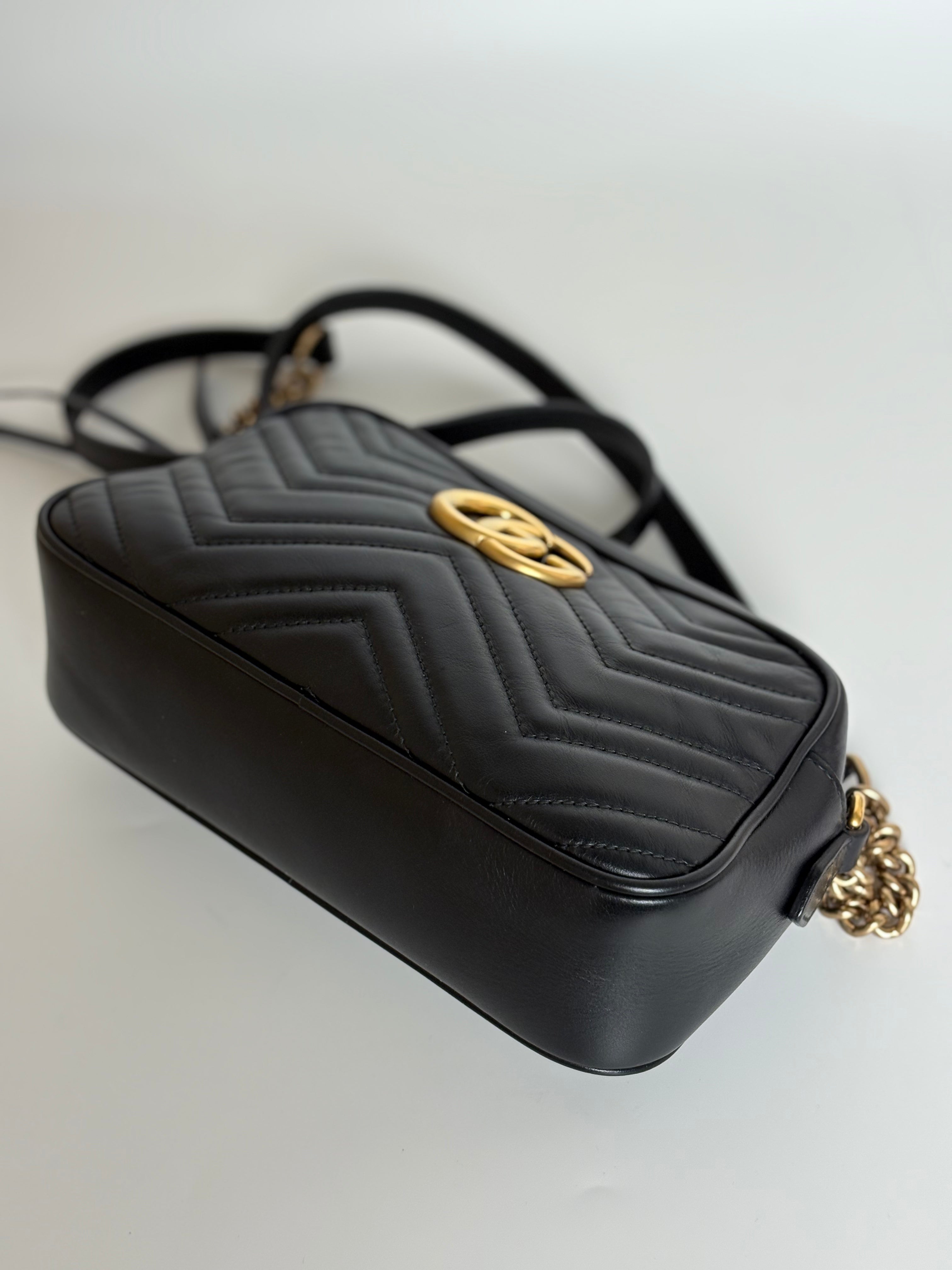 GUCCI marmont camera bag black leather