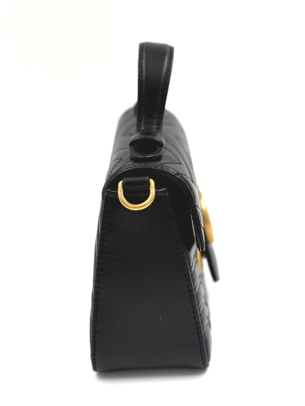 GUCCI marmont mini top handle in black leather