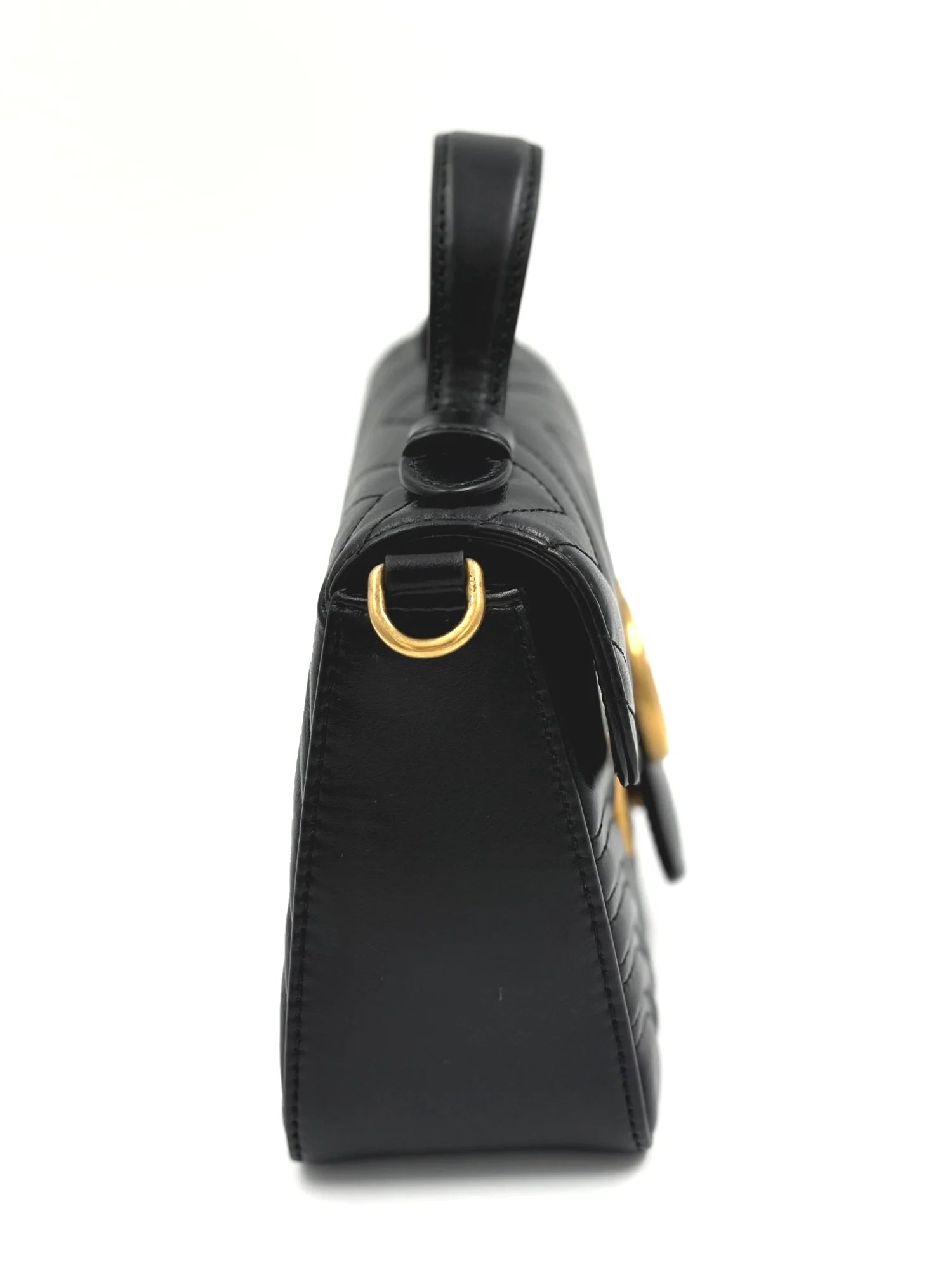 GUCCI marmont mini top handle in black leather