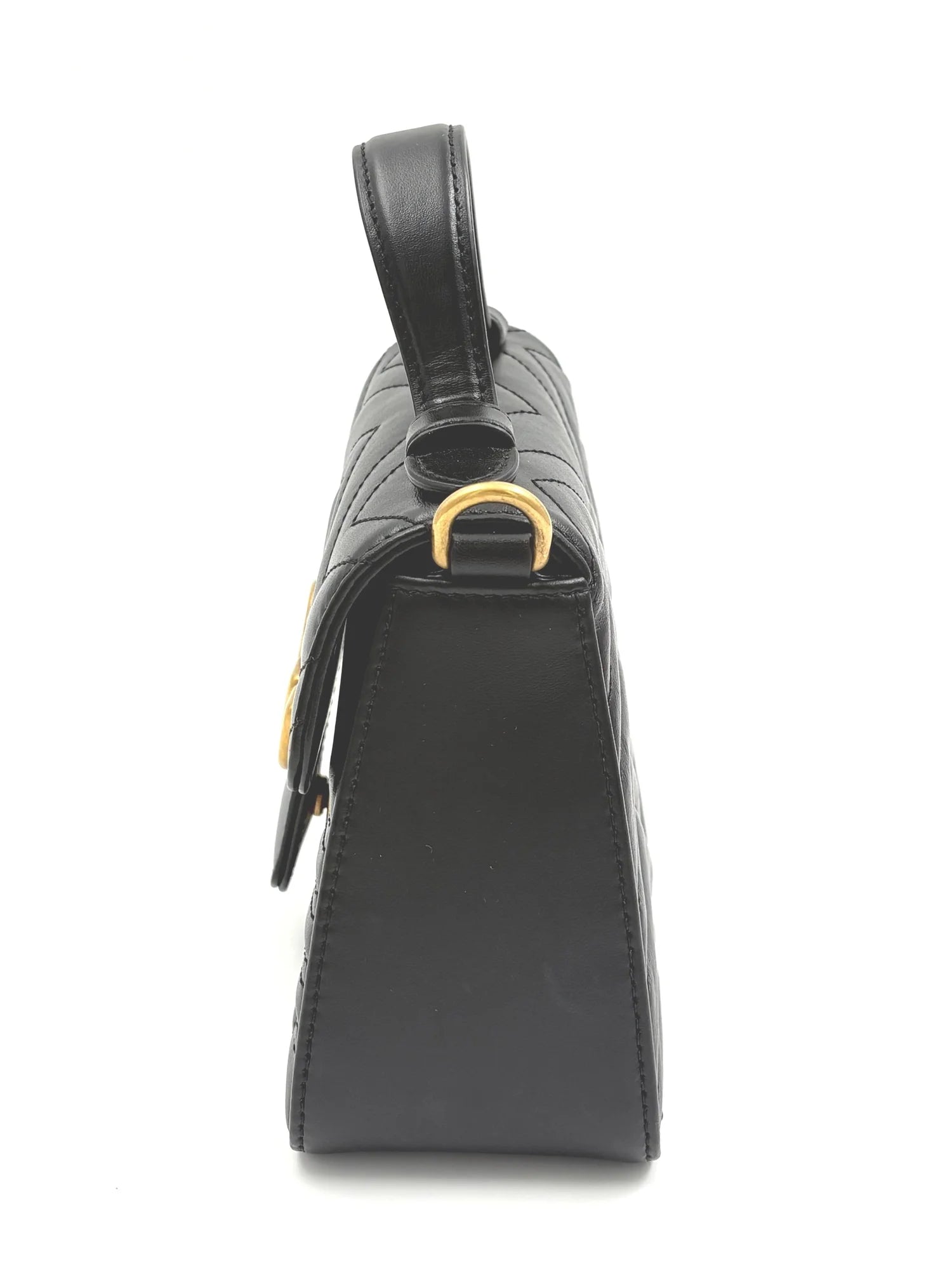 GUCCI marmont mini top handle in black leather
