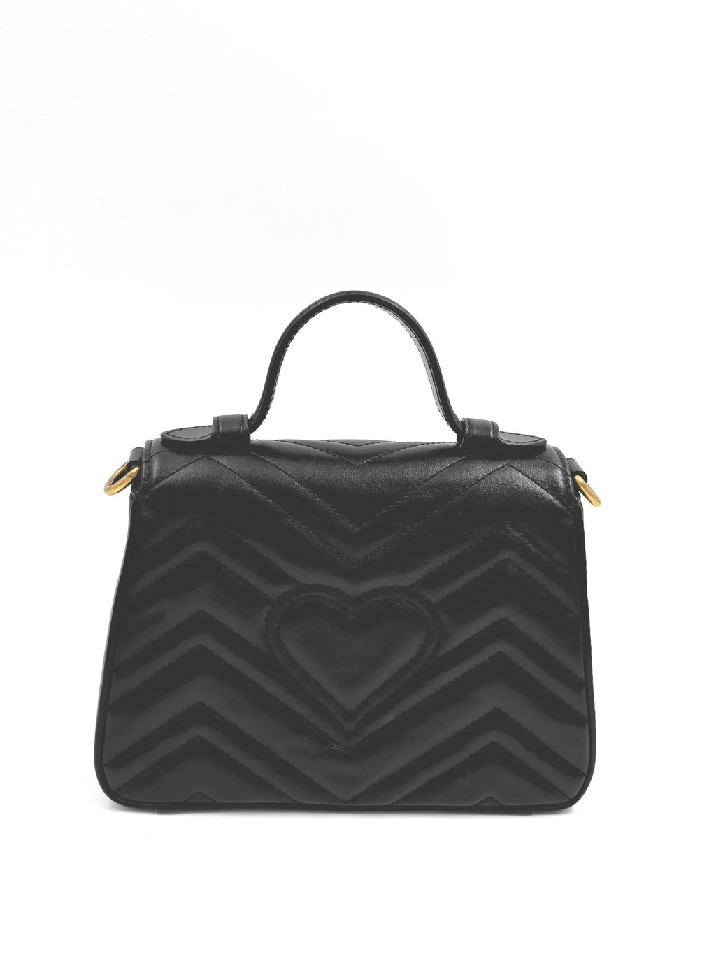 GUCCI marmont mini top handle in black leather