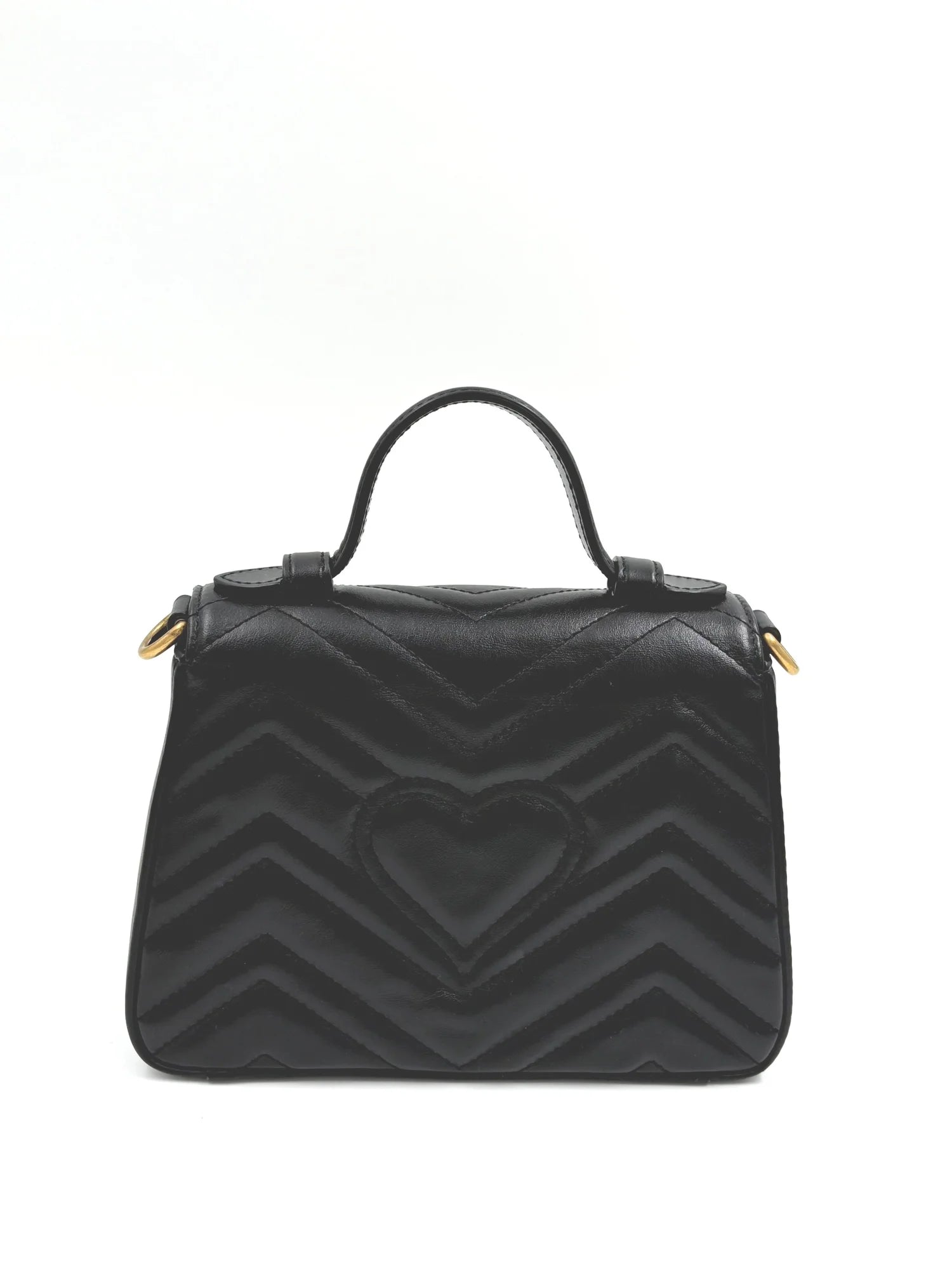 GUCCI marmont mini top handle in black leather