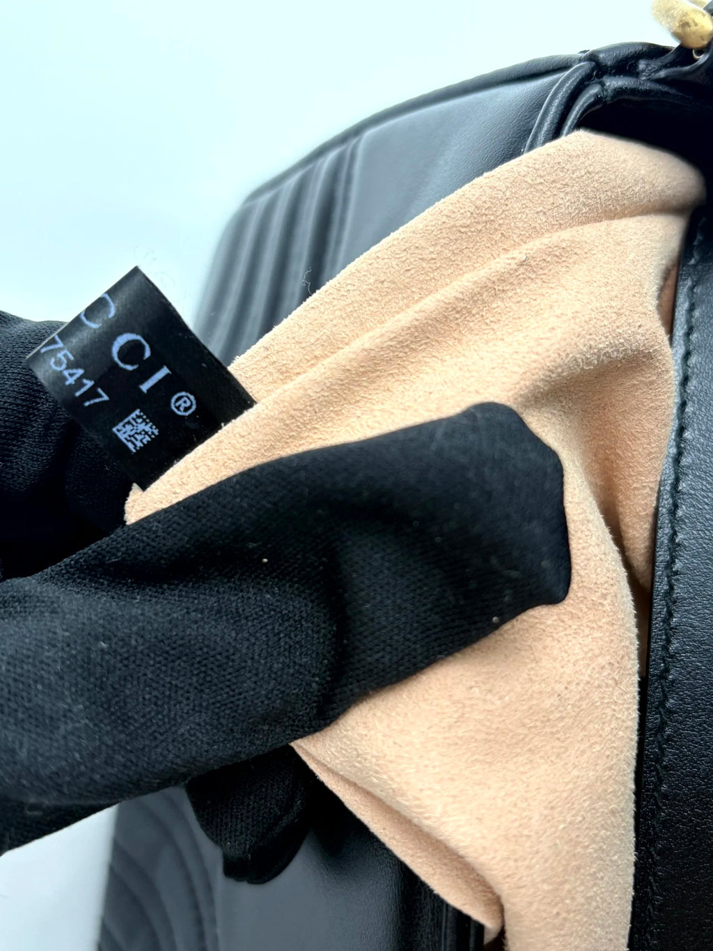 GUCCI marmont mini top handle in black leather