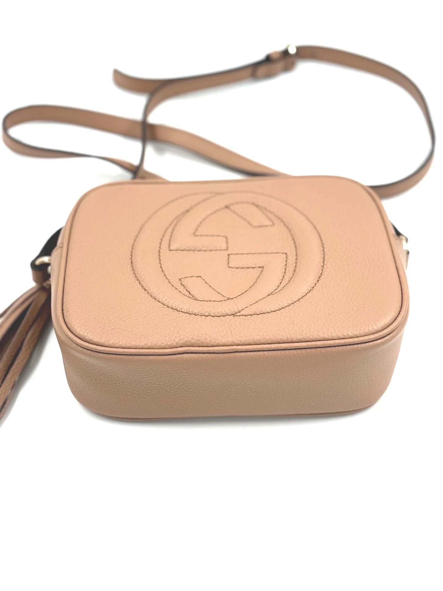 GUCCI Beige Pebbled Calfskin Small Soho Disco