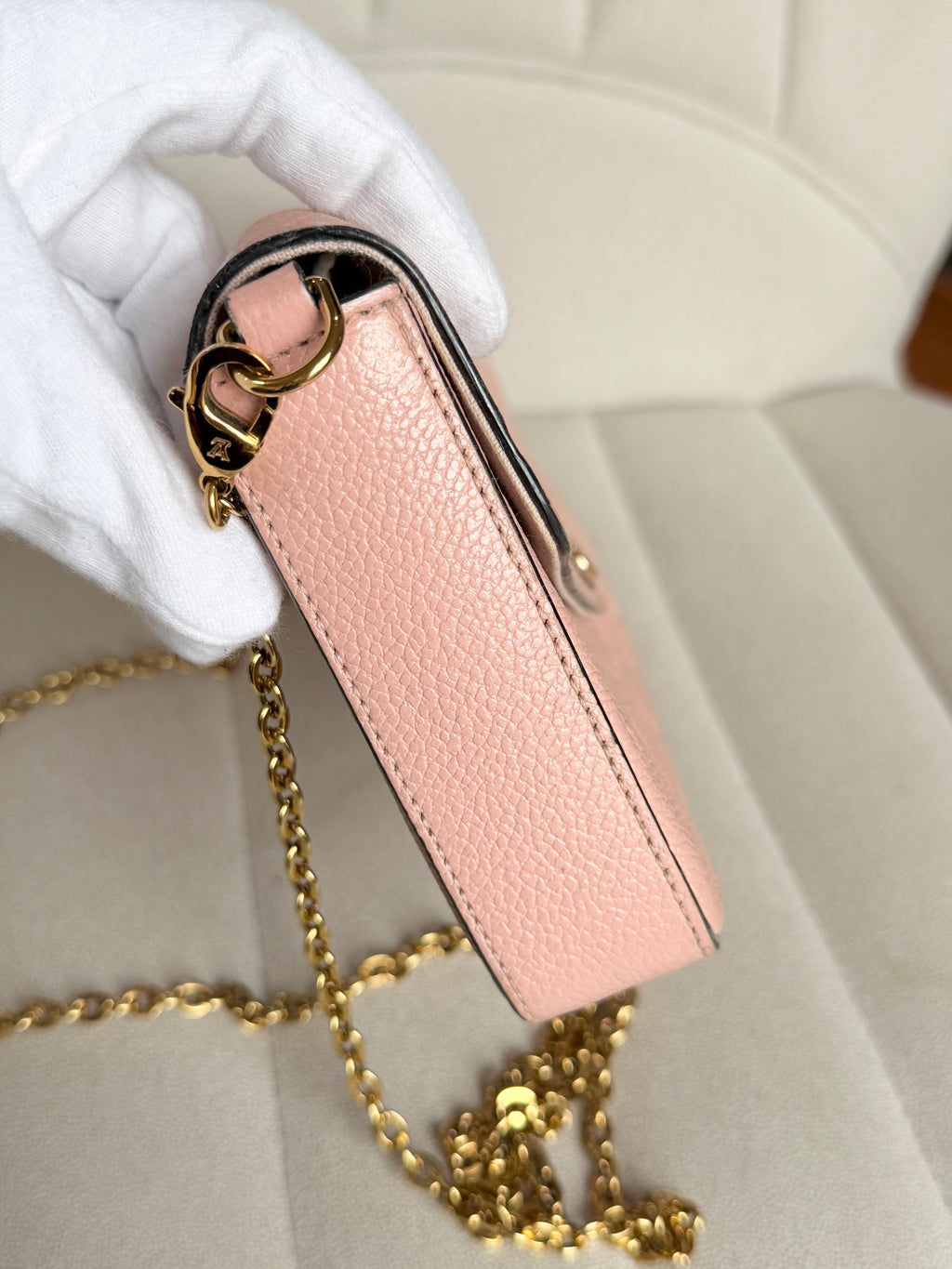 LOUIS VUITTON Pink Monogram Empreinte Leather Félicie Pochette (with inserts)