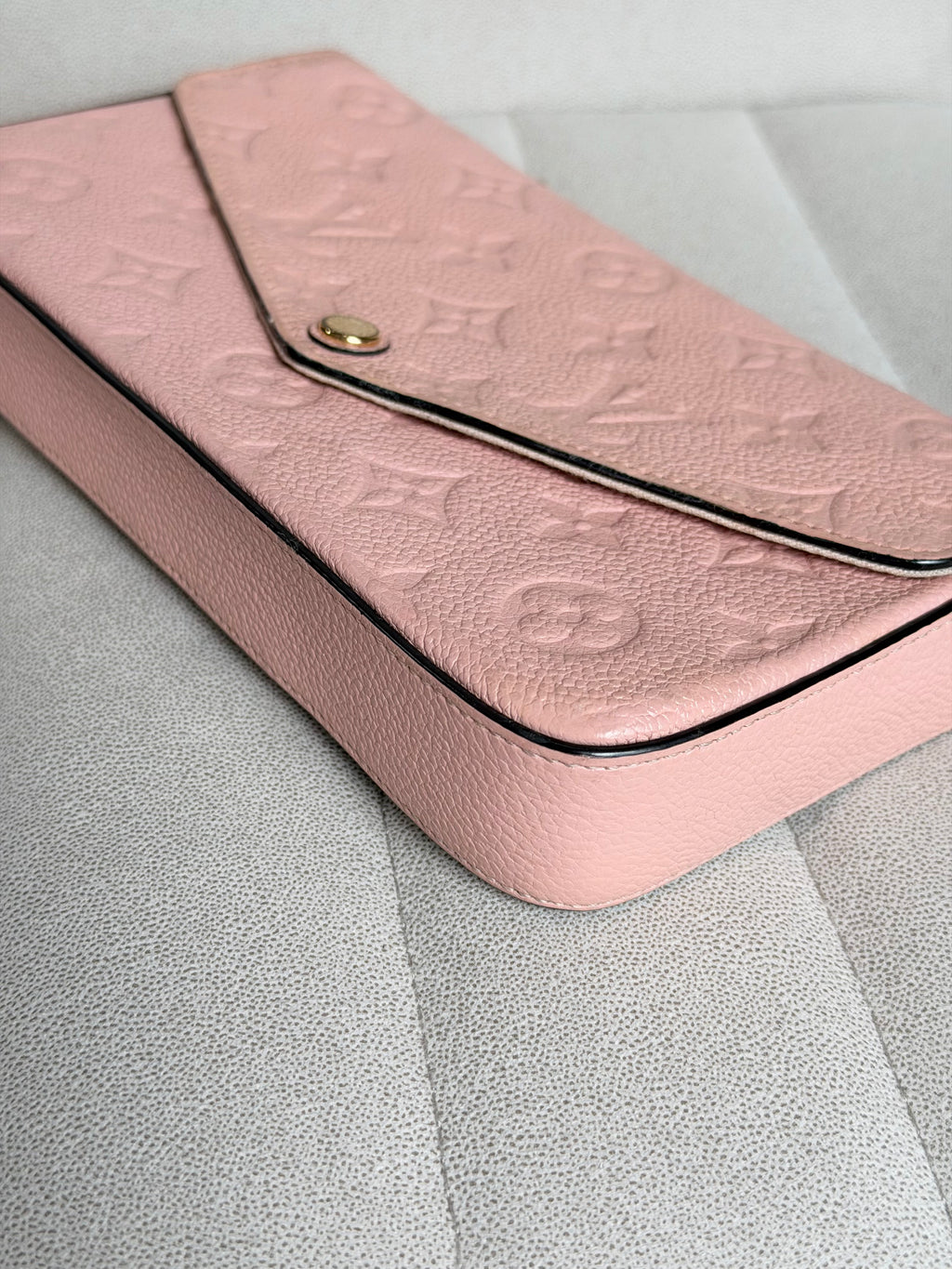 LOUIS VUITTON Pink Monogram Empreinte Leather Félicie Pochette (with inserts)