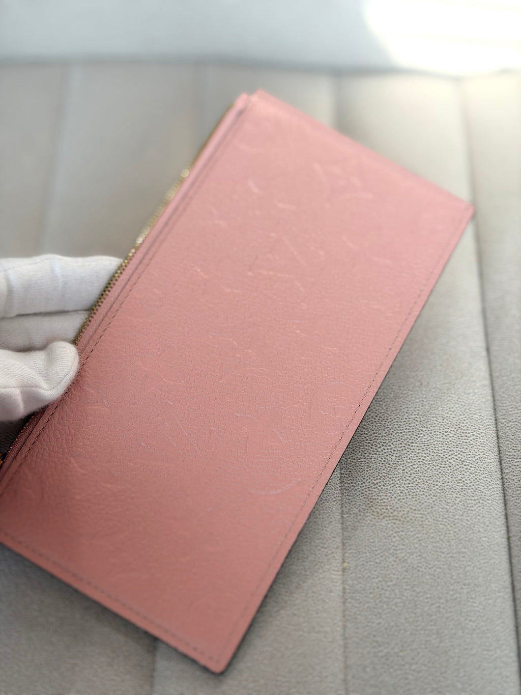 LOUIS VUITTON Pink Monogram Empreinte Leather Félicie Pochette (with inserts)