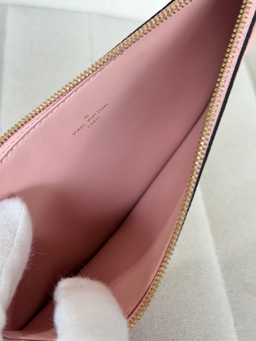 LOUIS VUITTON Pink Monogram Empreinte Leather Félicie Pochette (with inserts)