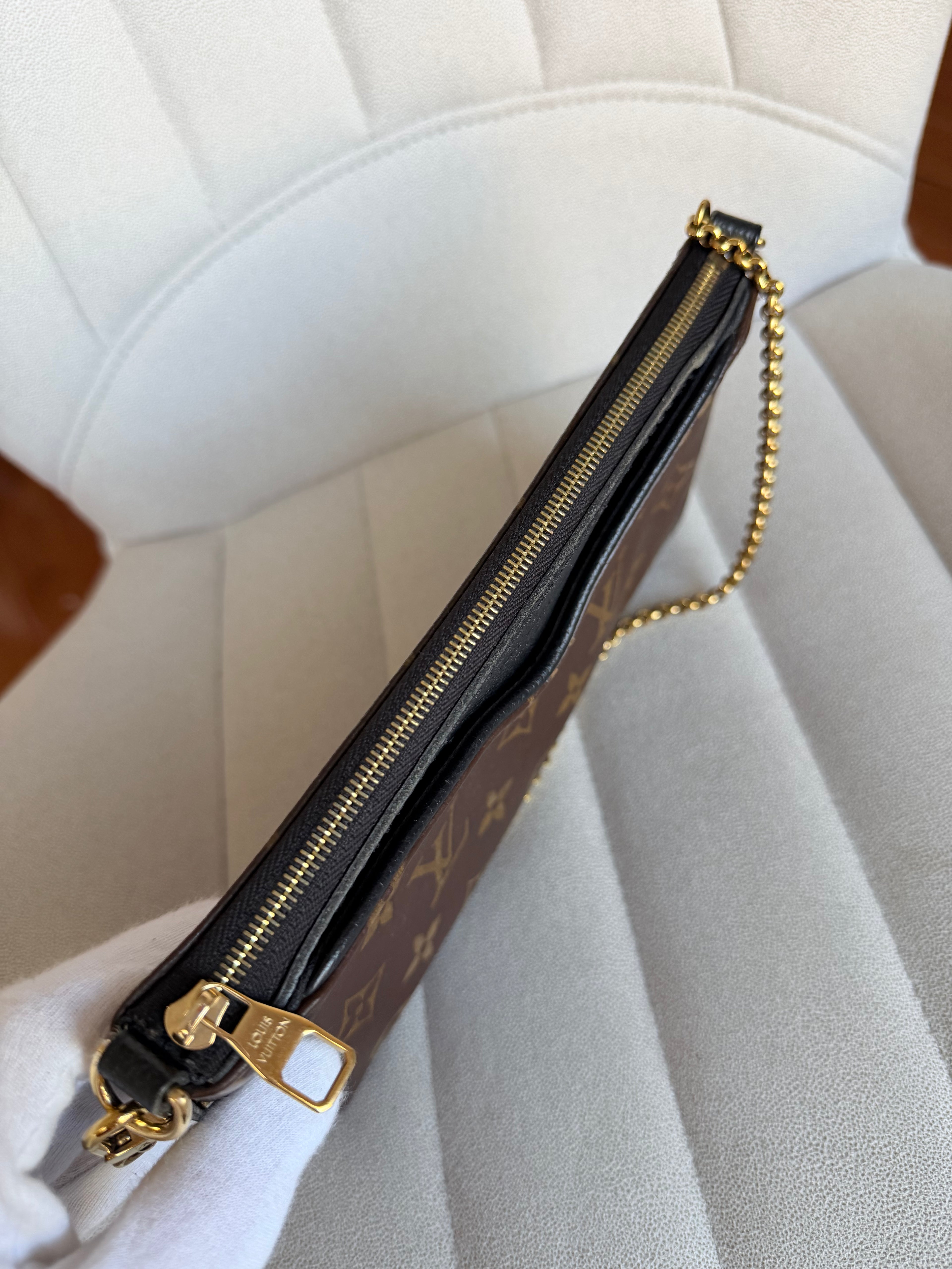 LOUIS VUITTON Monogram Pallas Noir/Black Clutch Crossbody