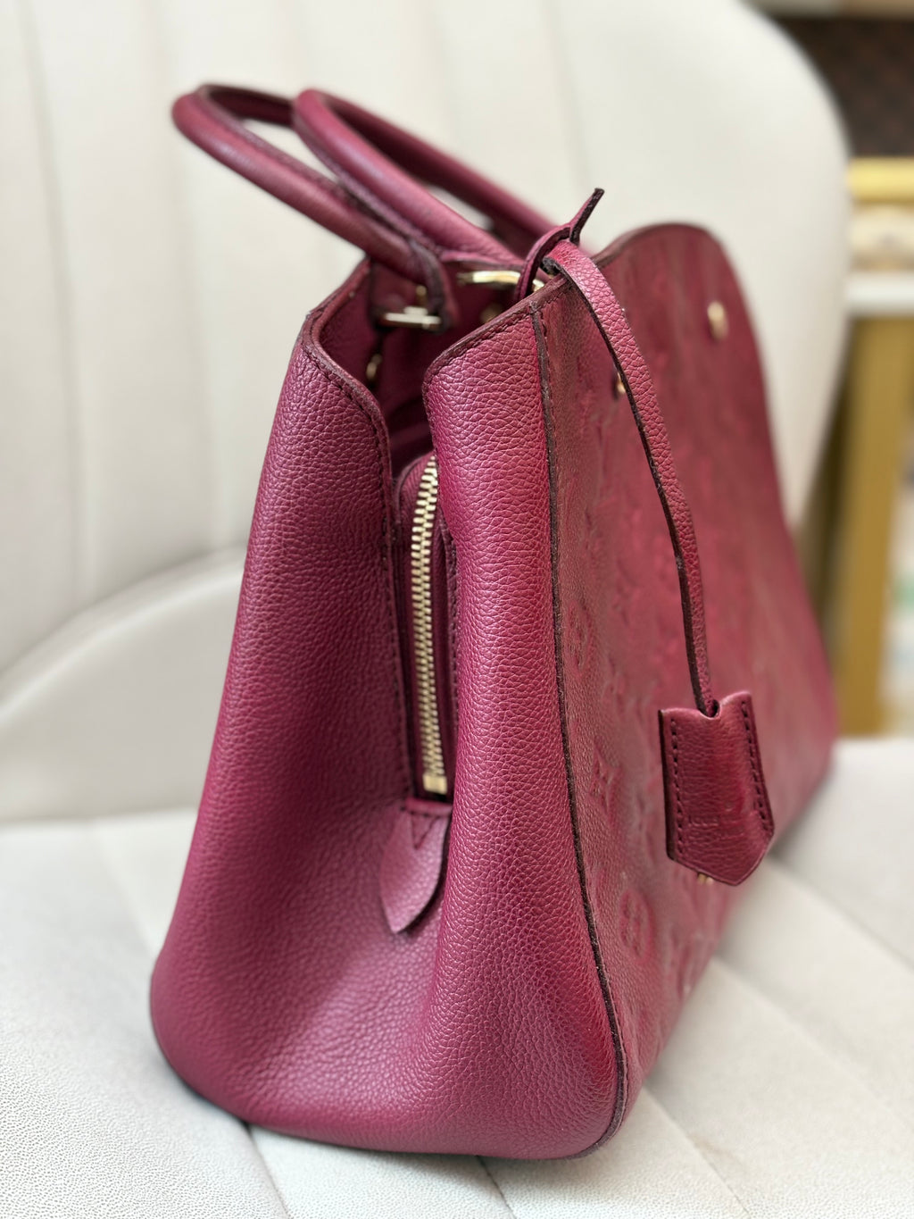 LOUIS VUITTON Montaigne MM burgundy Empreinte leather