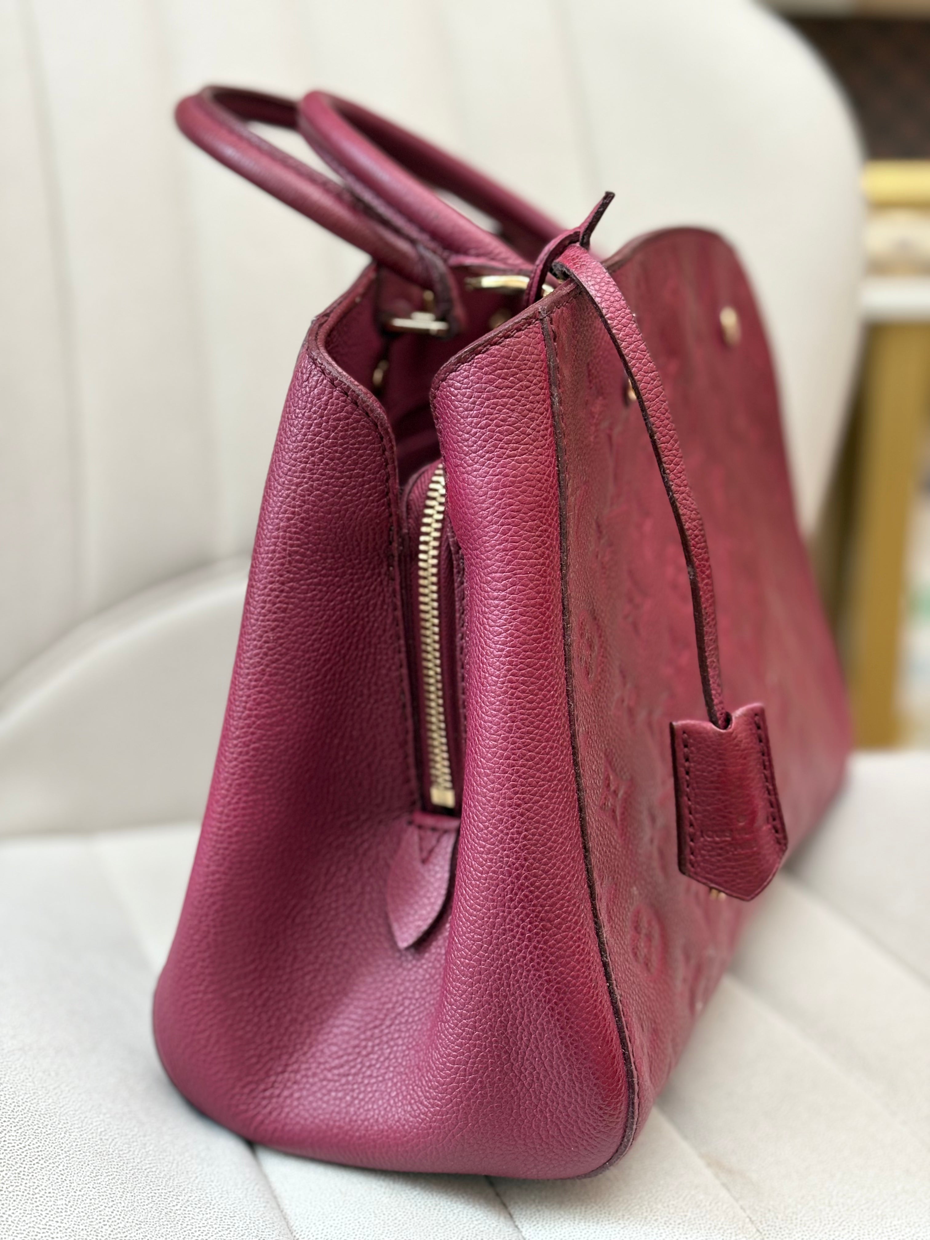 LOUIS VUITTON Montaigne MM burgundy Empreinte leather