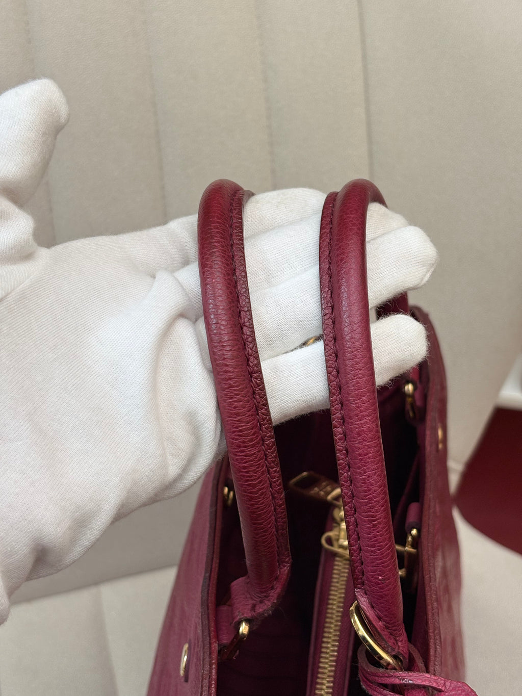 LOUIS VUITTON Montaigne MM burgundy Empreinte leather