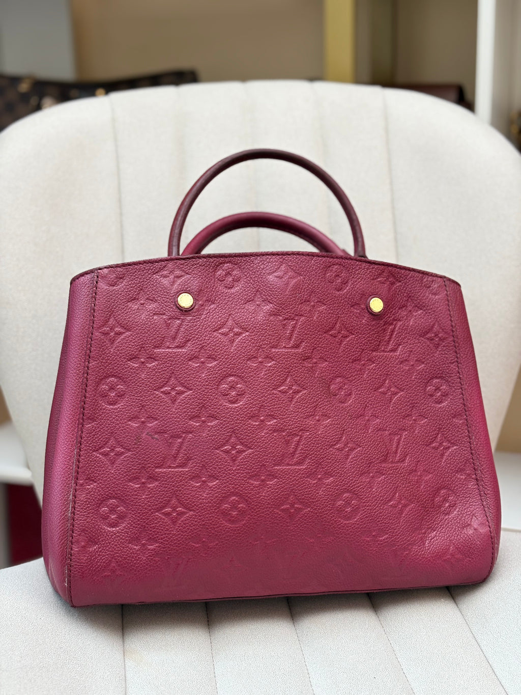 LOUIS VUITTON Montaigne MM burgundy Empreinte leather