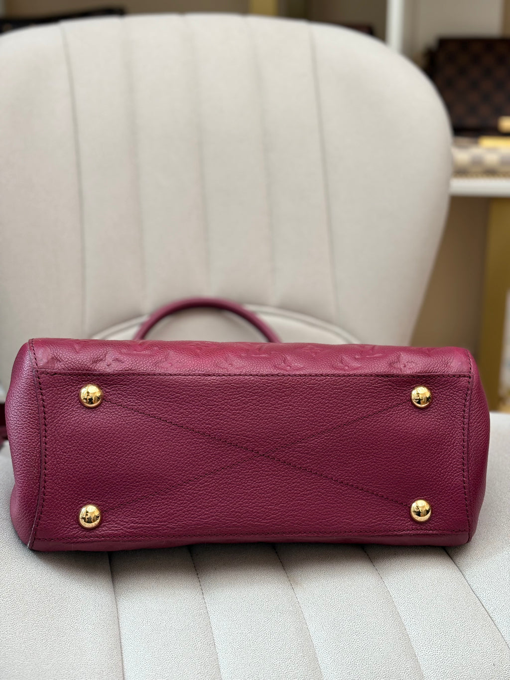 LOUIS VUITTON Montaigne MM burgundy Empreinte leather
