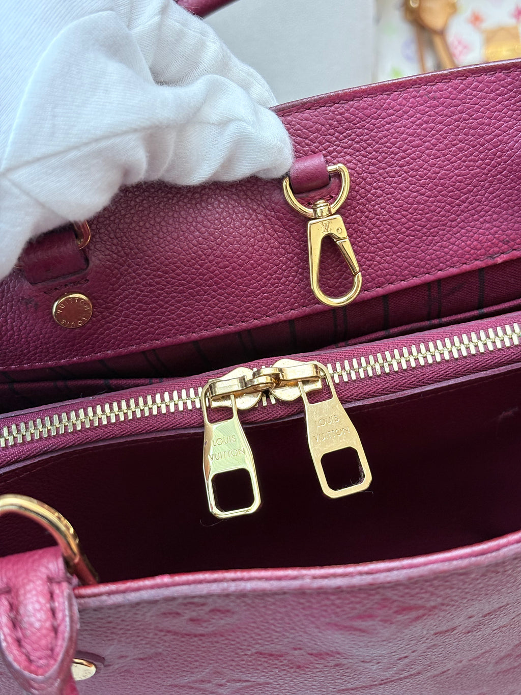 LOUIS VUITTON Montaigne MM burgundy Empreinte leather
