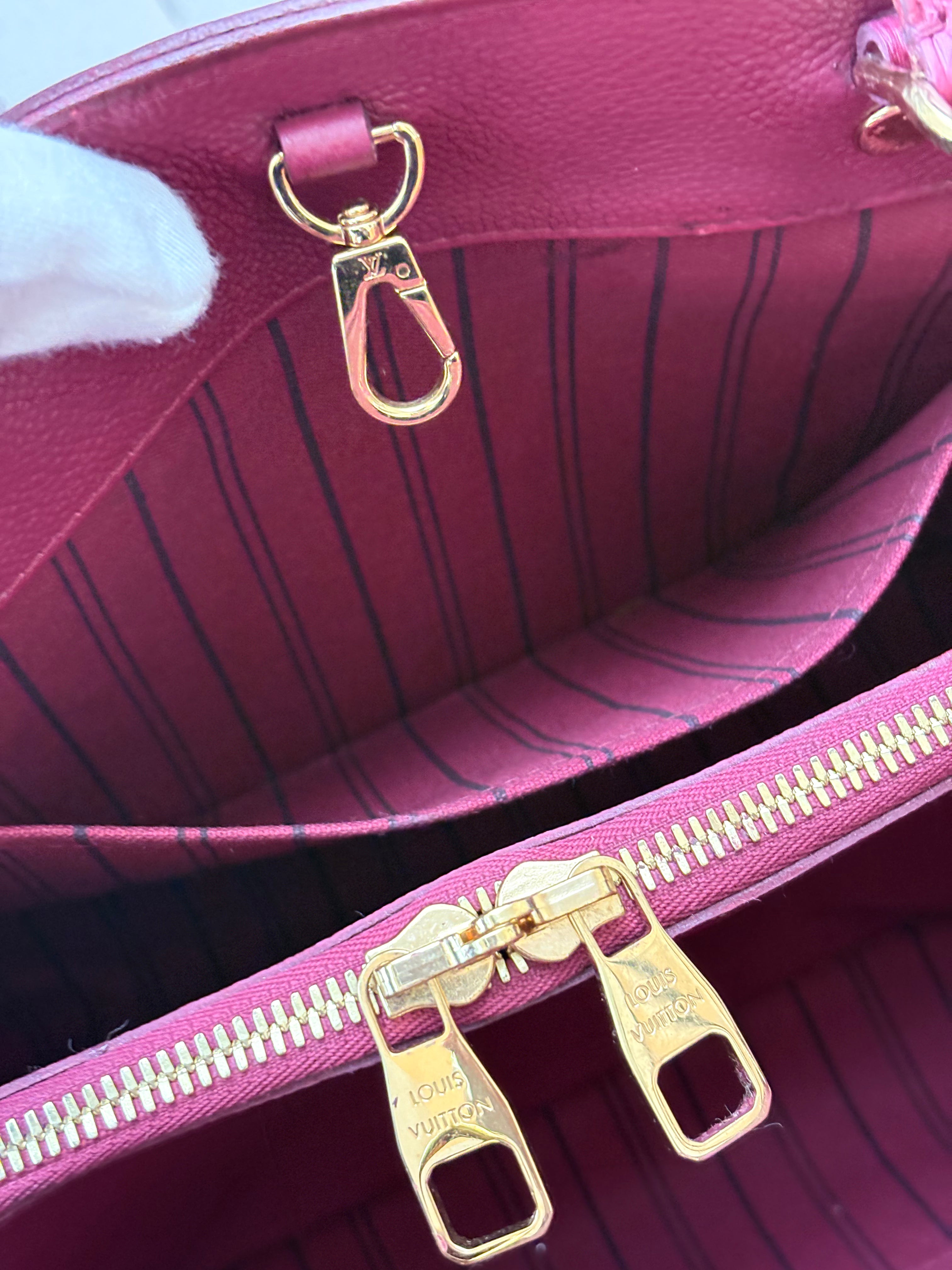 LOUIS VUITTON Montaigne MM burgundy Empreinte leather