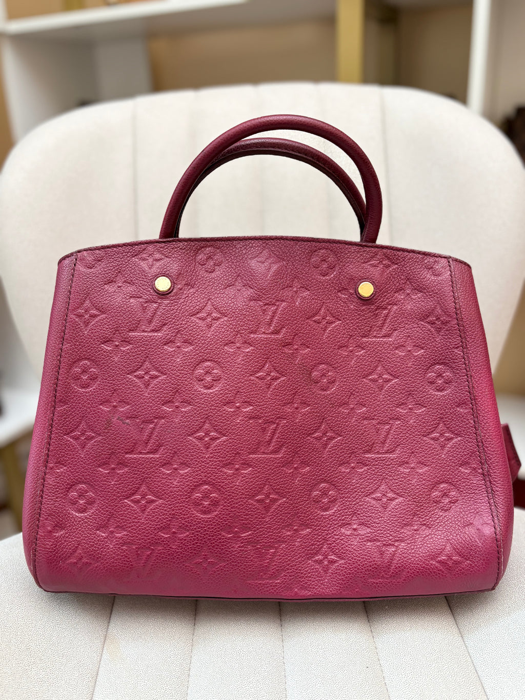LOUIS VUITTON Montaigne MM burgundy Empreinte leather