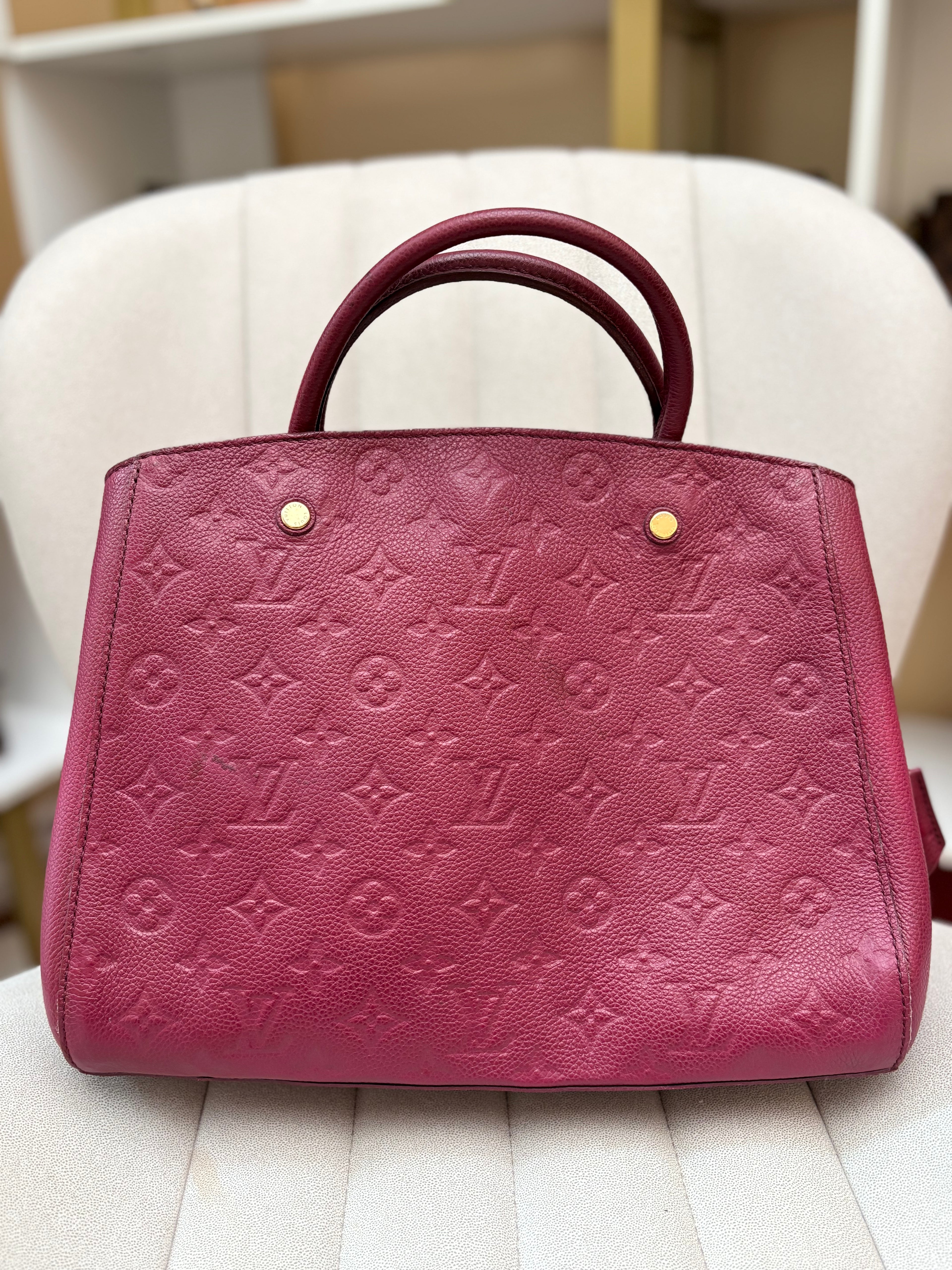LOUIS VUITTON Montaigne MM burgundy Empreinte leather