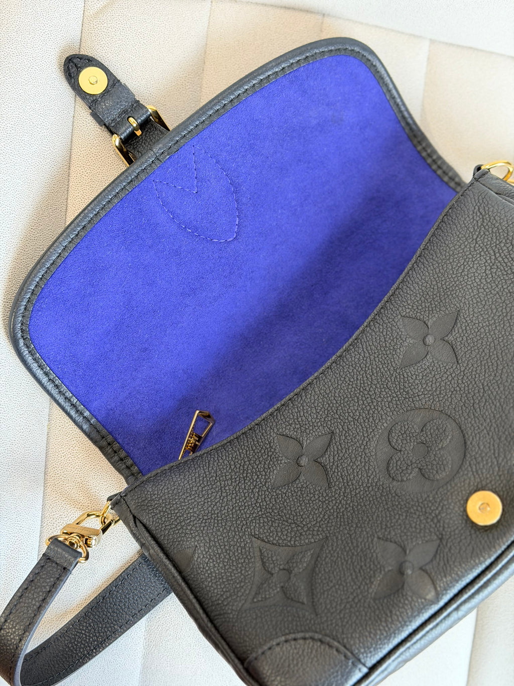 LOUIS VUITTON Black Empreinte Leather Diane