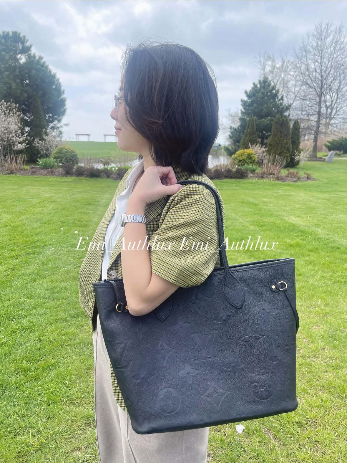 LOUIS VUITTON Neverfull MM Empreinte Black leather