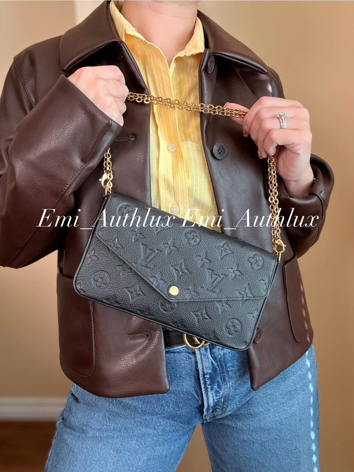 LOUIS VUITTON Félicie Pochette Monogram Empreinte Black Leather